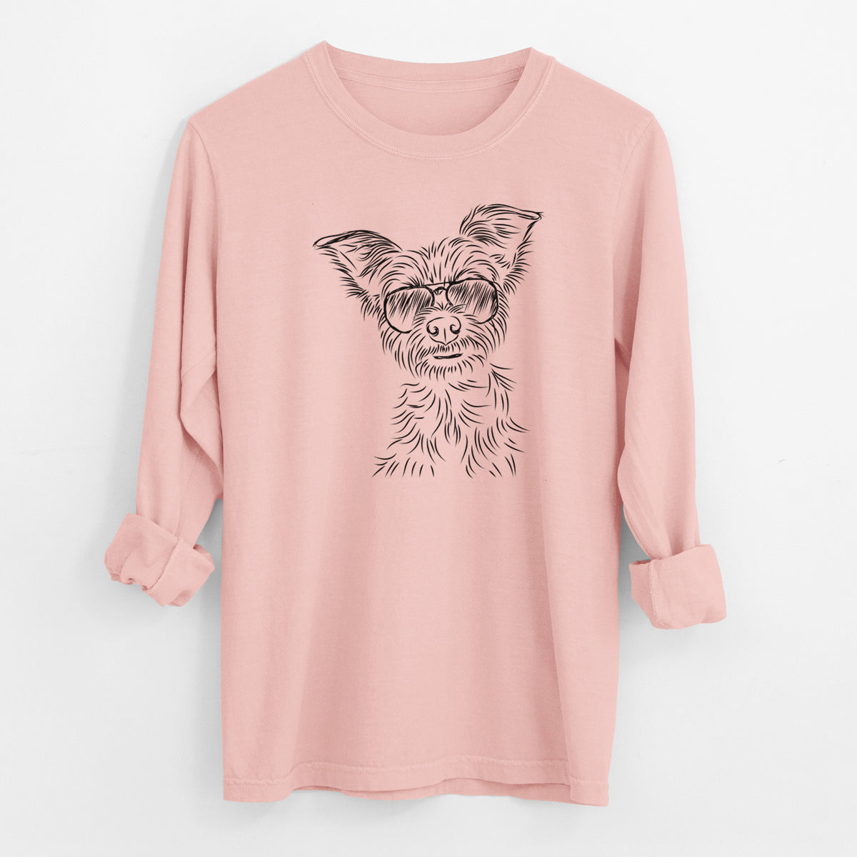 Aviator Bingo the Yorkshire Terrier - Men's Heavyweight 100% Cotton Long Sleeve