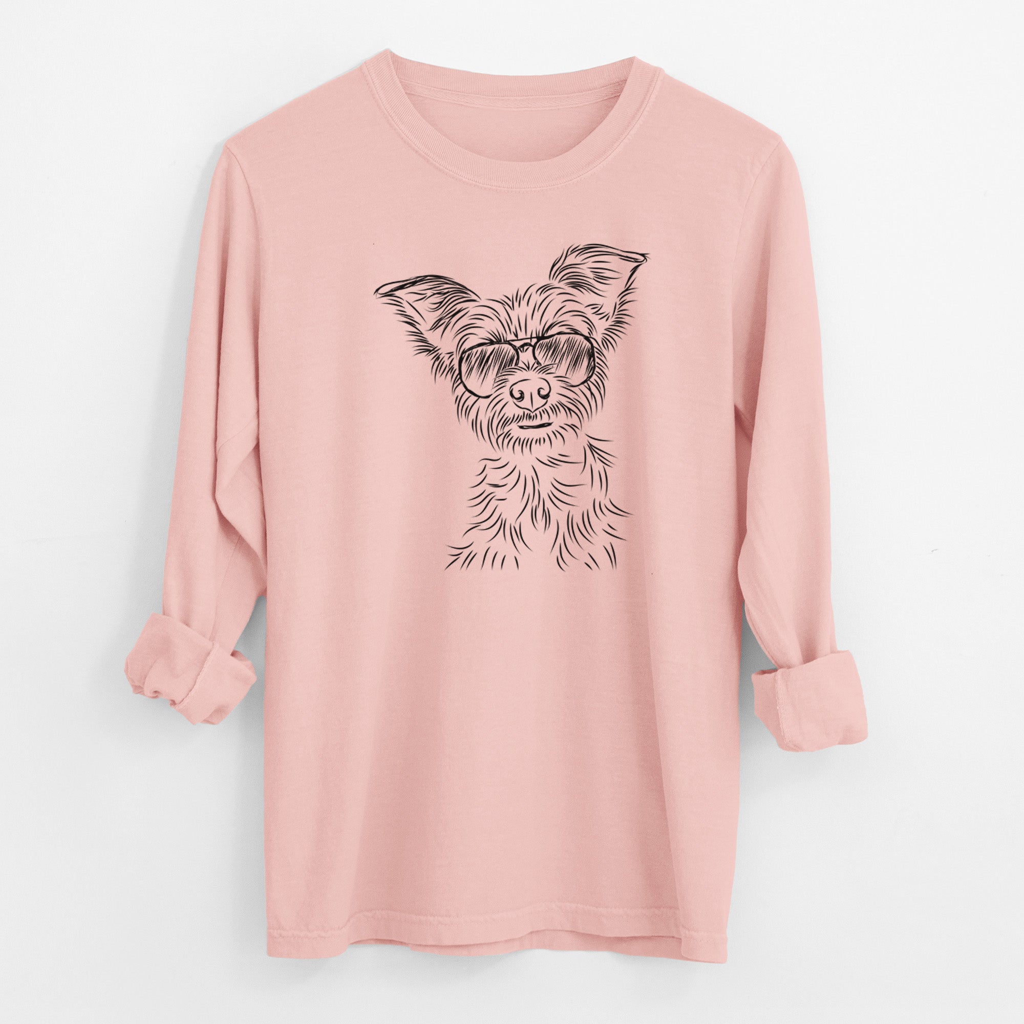 Aviator Bingo the Yorkshire Terrier - Men's Heavyweight 100% Cotton Long Sleeve