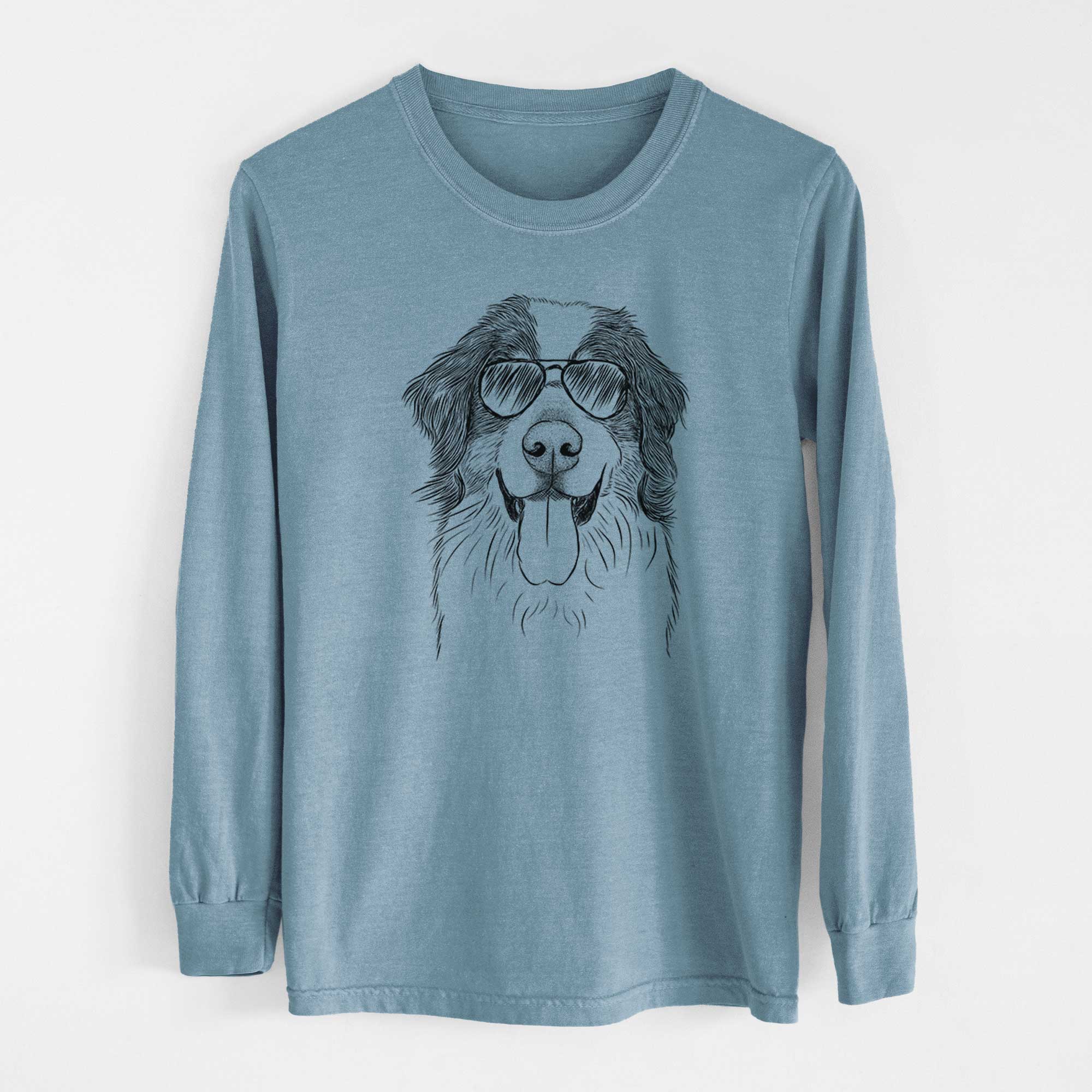 Aviator Blaze the Bernese Mountain Dog - Men's Heavyweight 100% Cotton Long Sleeve