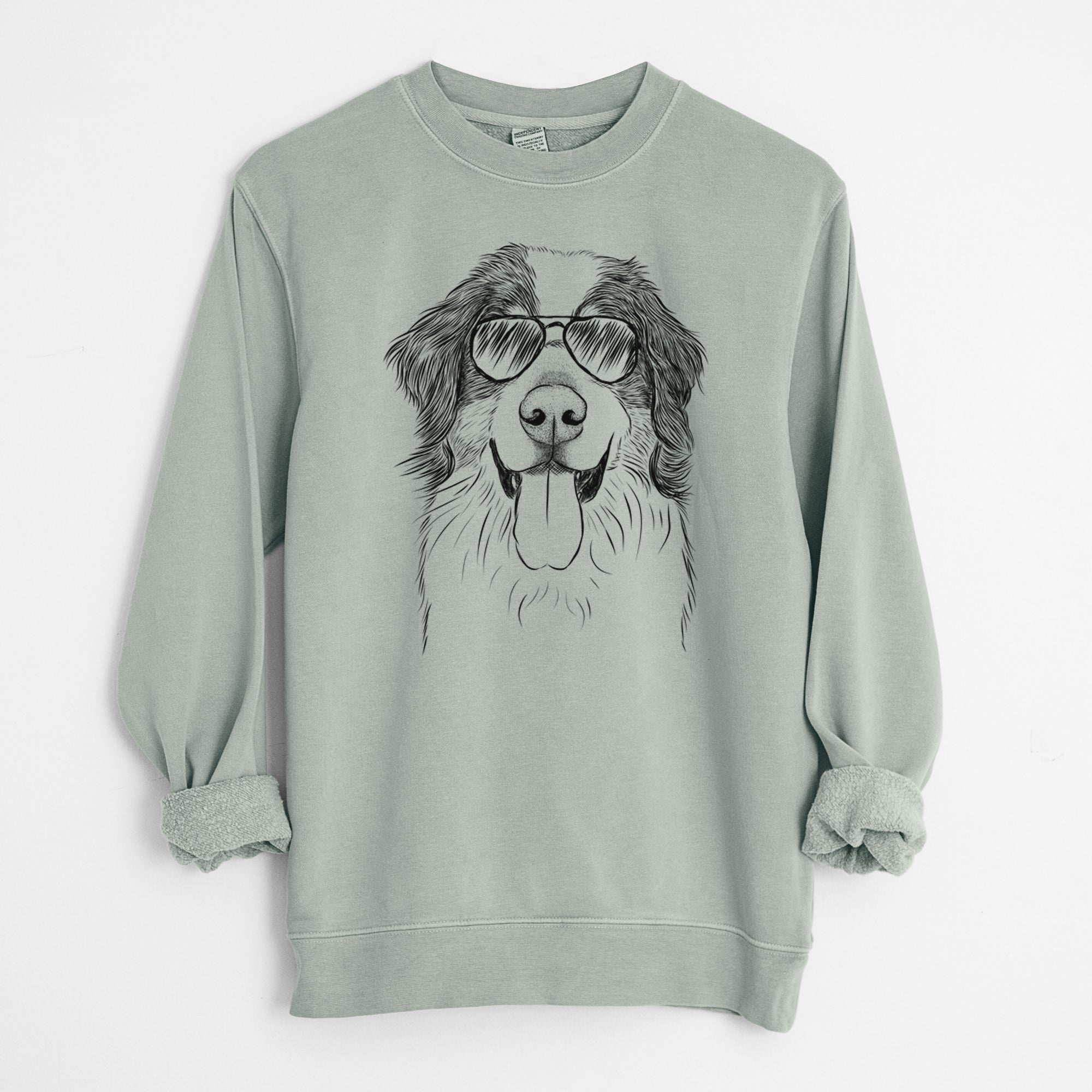 Aviator Blaze the Bernese Mountain Dog - Unisex Pigment Dyed Crew Sweatshirt