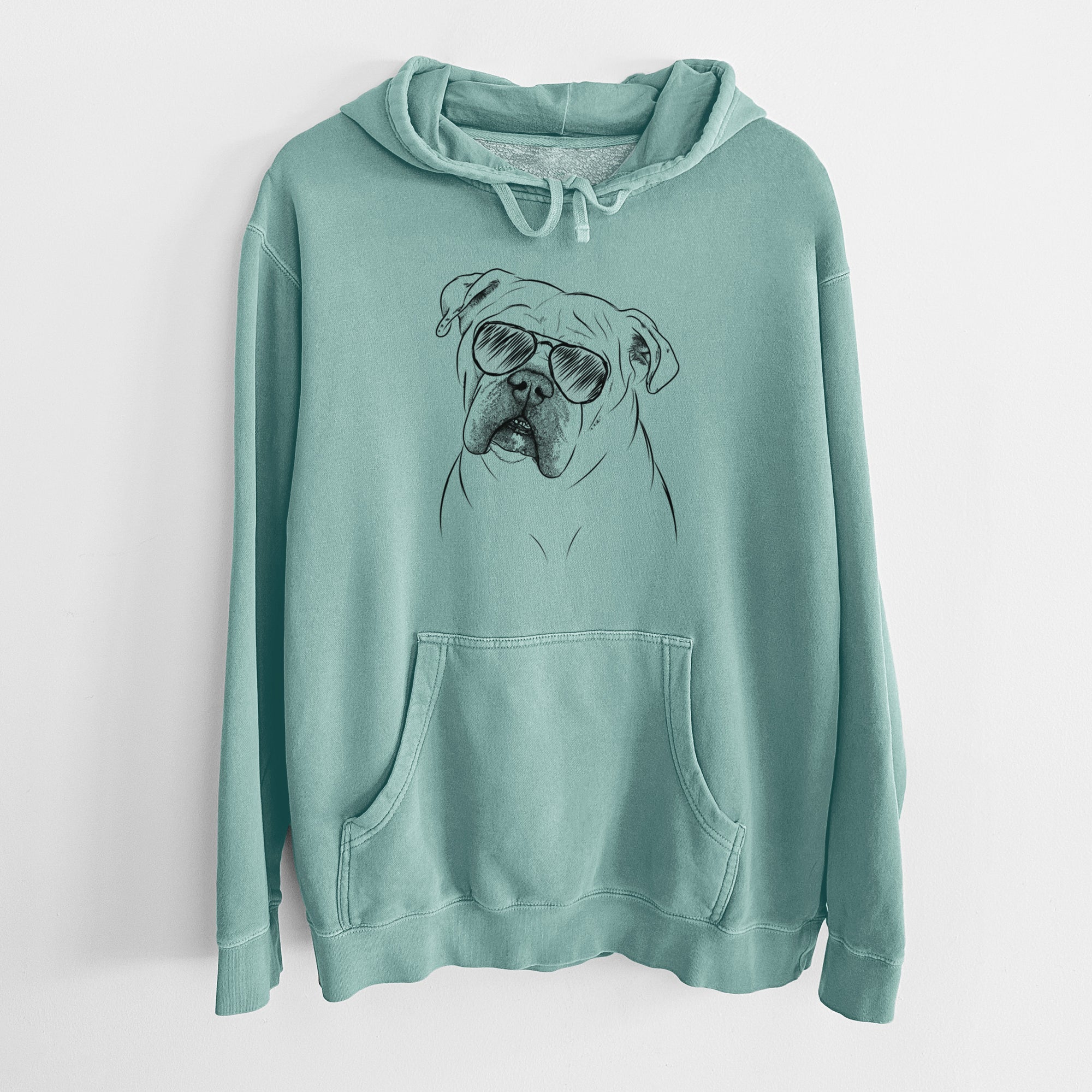 Aviator Blossom the English Bulldog - Unisex Pigment Dyed Hoodie