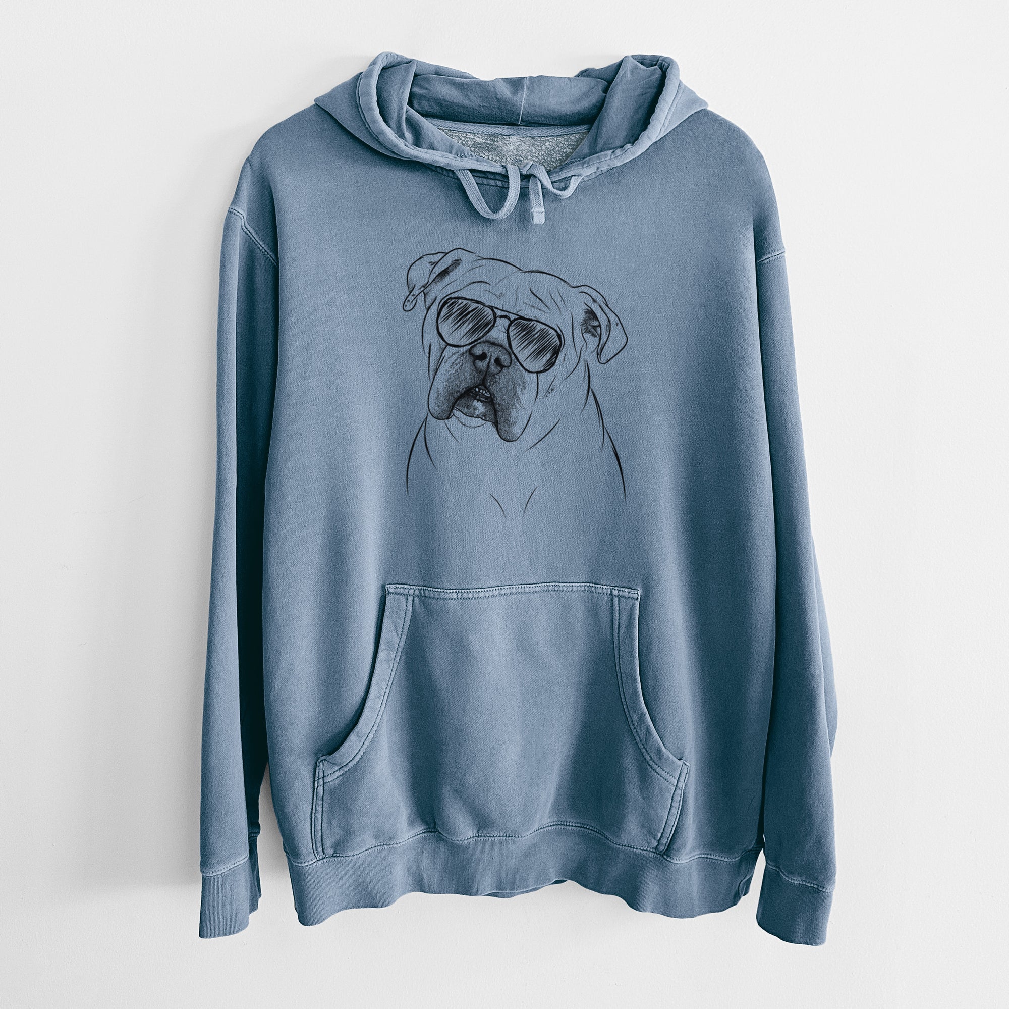 Aviator Blossom the English Bulldog - Unisex Pigment Dyed Hoodie