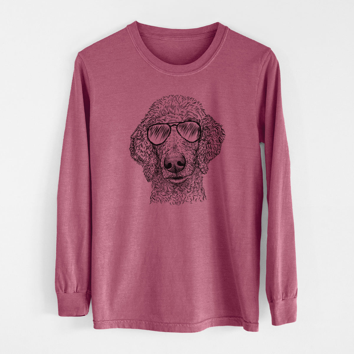 Aviator Blossom the Poodle - Men's Heavyweight 100% Cotton Long Sleeve
