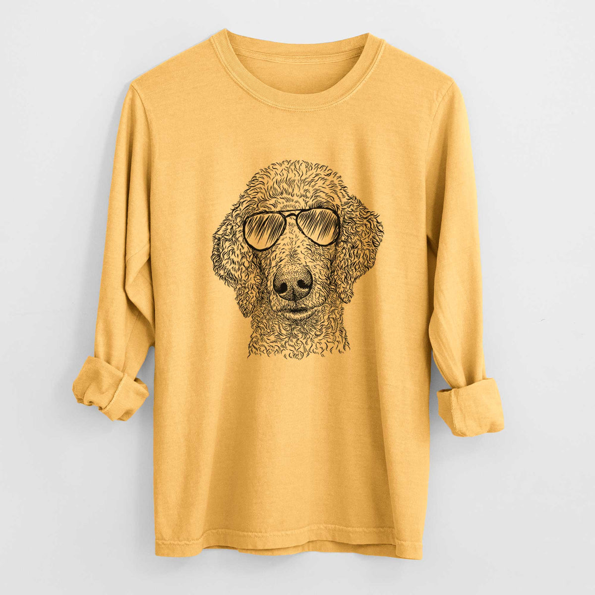 Aviator Blossom the Poodle - Men's Heavyweight 100% Cotton Long Sleeve