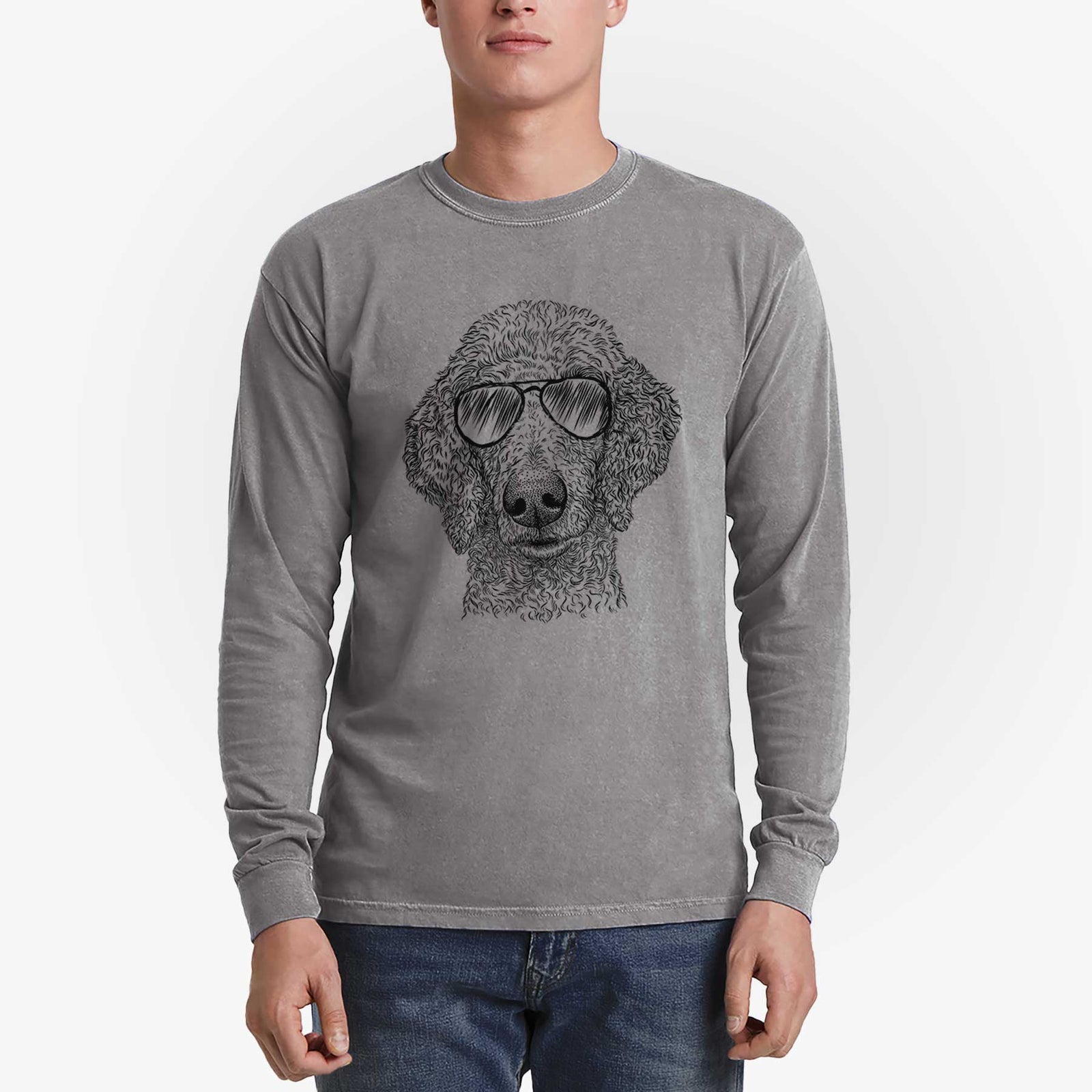 Aviator Blossom the Poodle - Men's Heavyweight 100% Cotton Long Sleeve