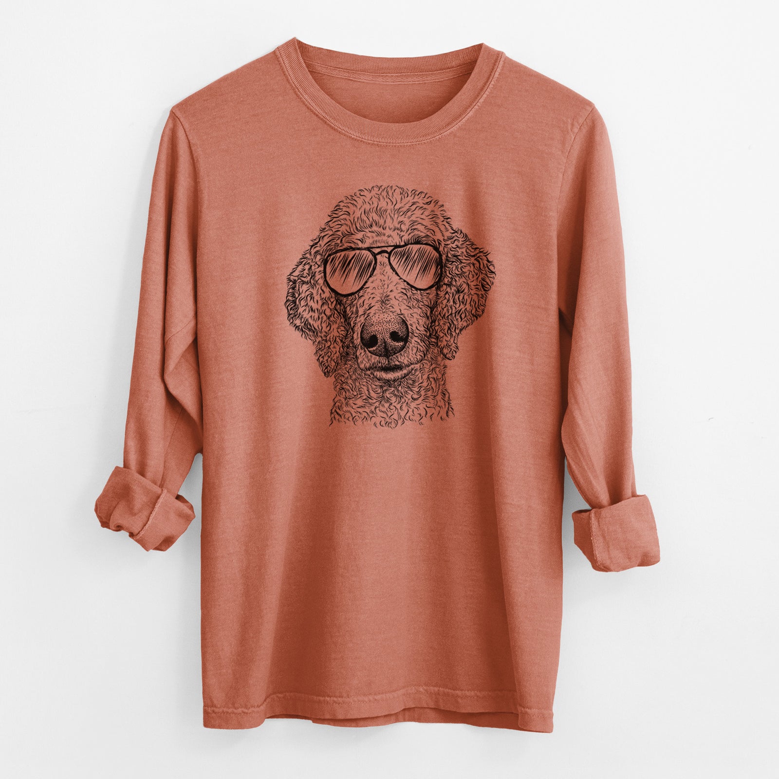 Aviator Blossom the Poodle - Men's Heavyweight 100% Cotton Long Sleeve
