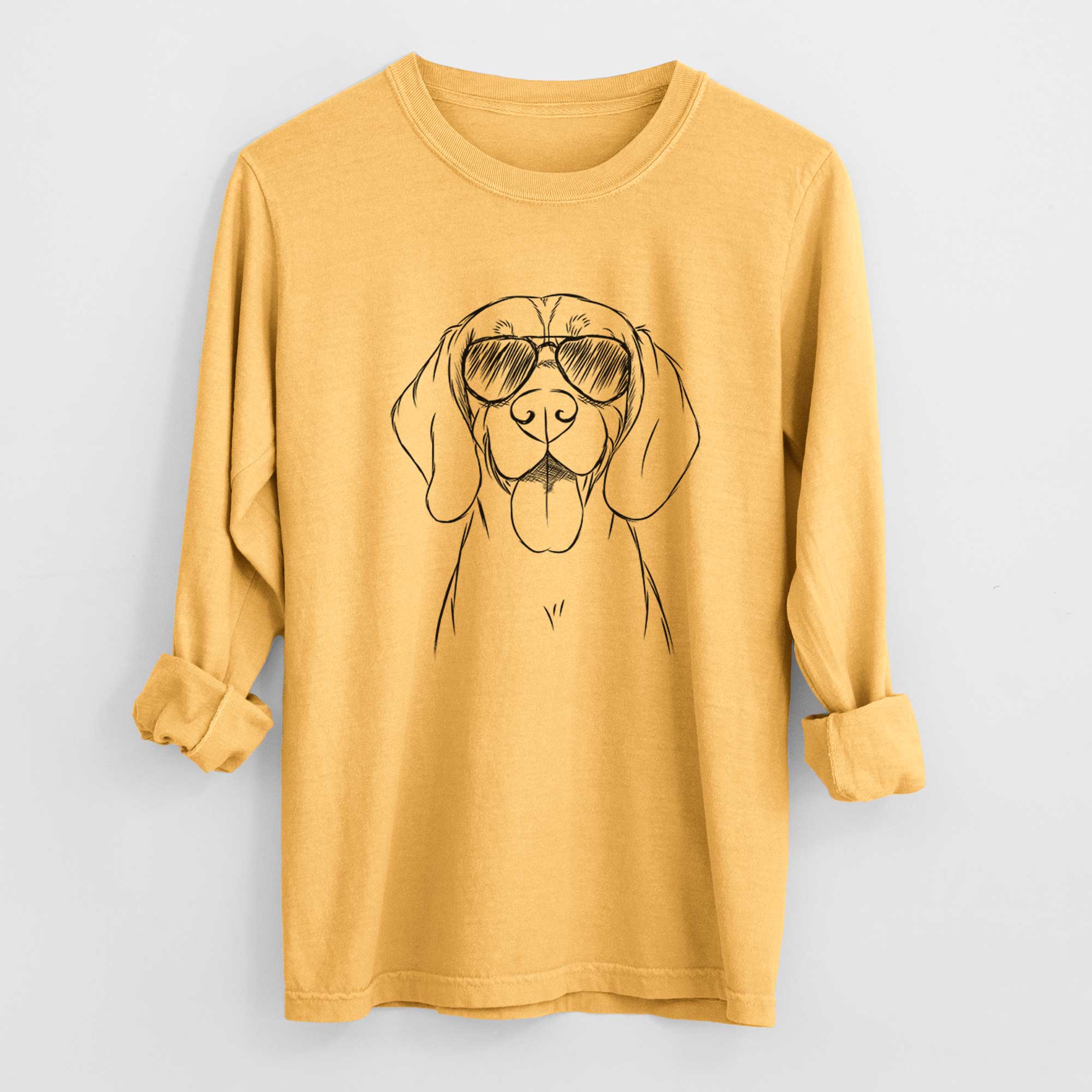 Aviator Bogie the Beagle - Men's Heavyweight 100% Cotton Long Sleeve