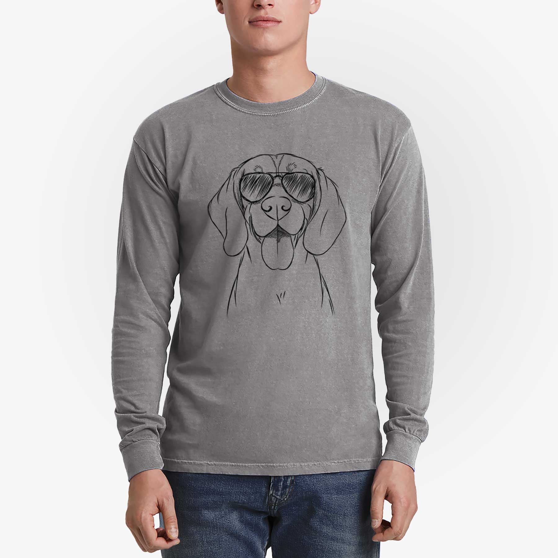 Aviator Bogie the Beagle - Men's Heavyweight 100% Cotton Long Sleeve