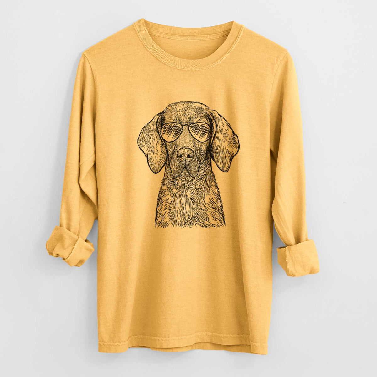 Aviator Boone the Plott Hound - Men's Heavyweight 100% Cotton Long Sleeve