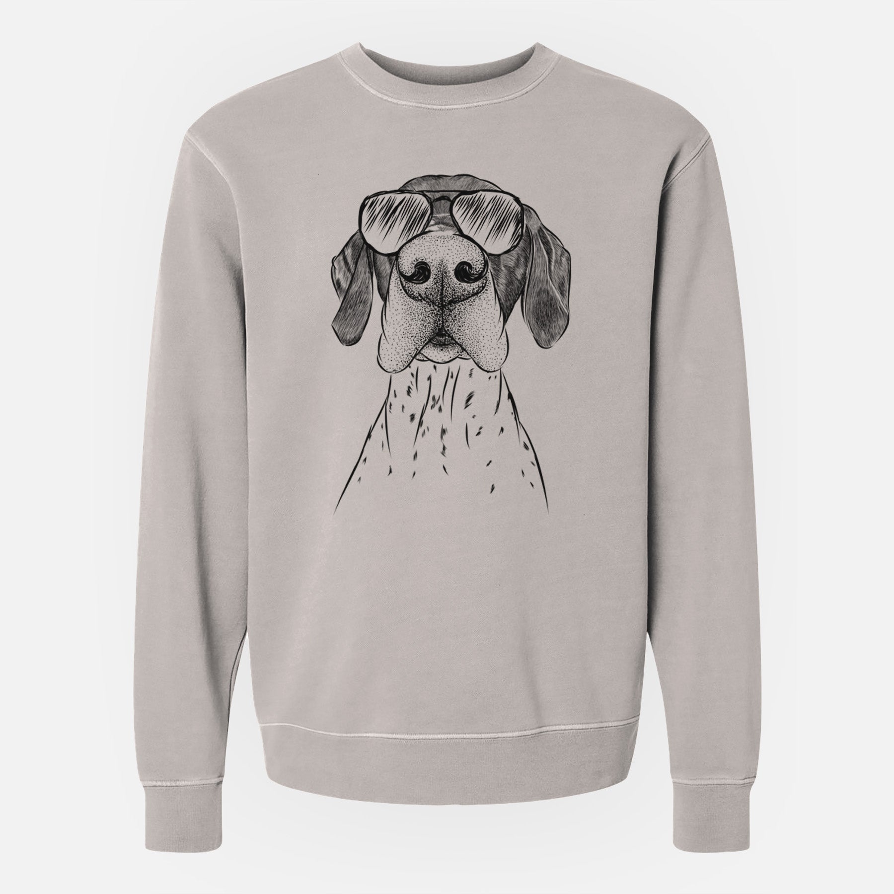 Aviator Booze the German Shorthaired Pointer - Unisex Pigment Dyed Crew Sweatshirt