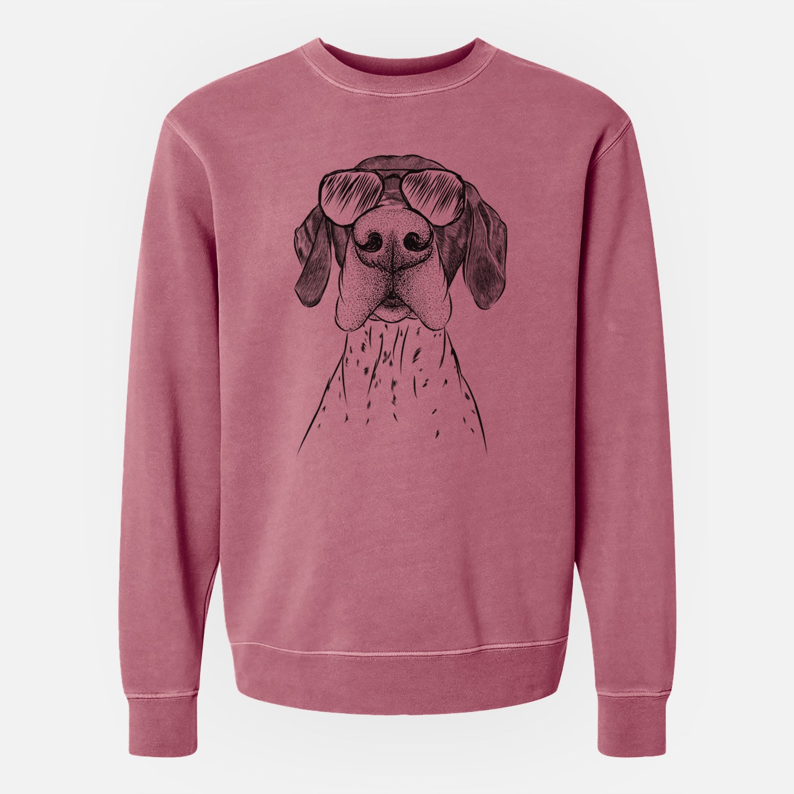 Aviator Booze the German Shorthaired Pointer - Unisex Pigment Dyed Crew Sweatshirt