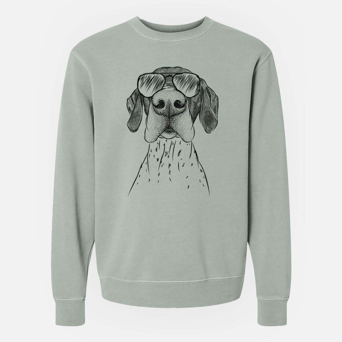 Aviator Booze the German Shorthaired Pointer - Unisex Pigment Dyed Crew Sweatshirt