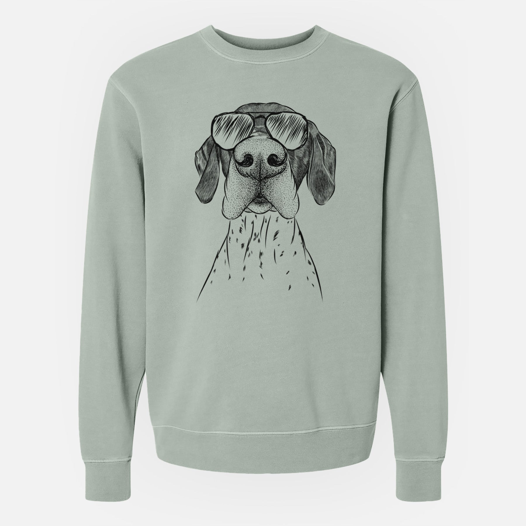 Aviator Booze the German Shorthaired Pointer - Unisex Pigment Dyed Crew Sweatshirt