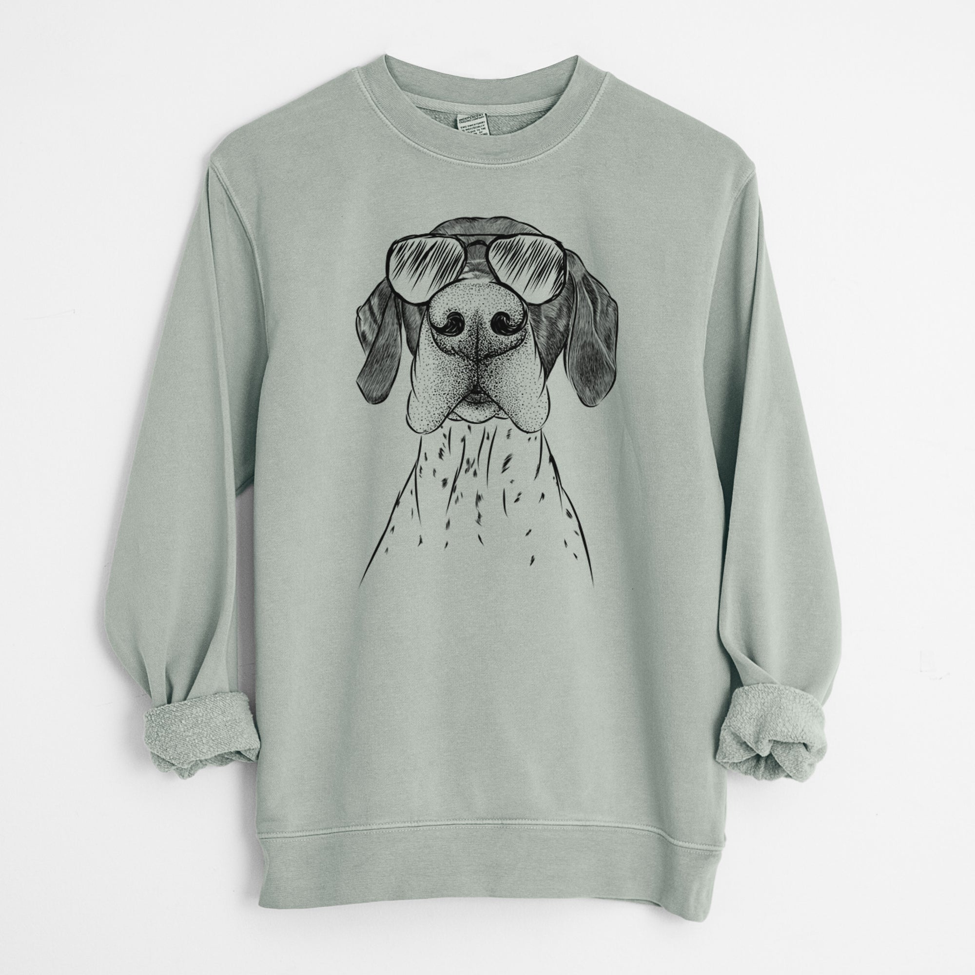 Aviator Booze the German Shorthaired Pointer - Unisex Pigment Dyed Crew Sweatshirt