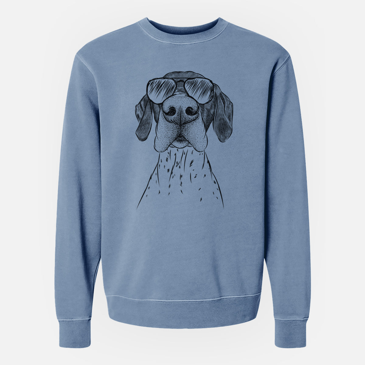 Aviator Booze the German Shorthaired Pointer - Unisex Pigment Dyed Crew Sweatshirt