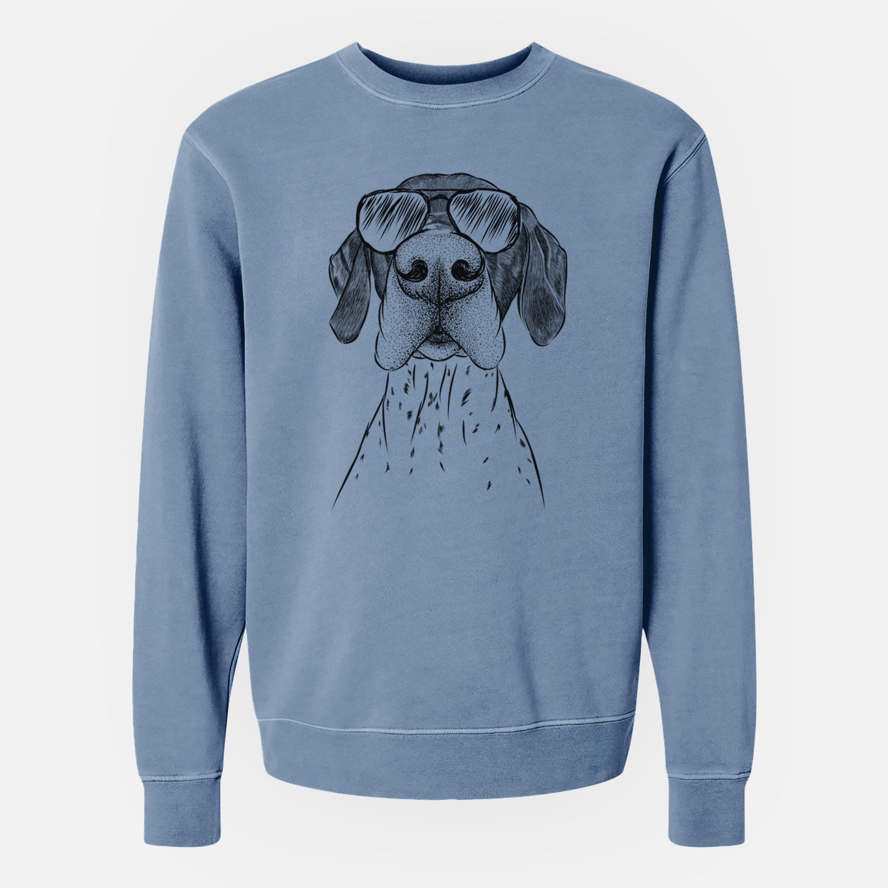 Aviator Booze the German Shorthaired Pointer - Unisex Pigment Dyed Crew Sweatshirt