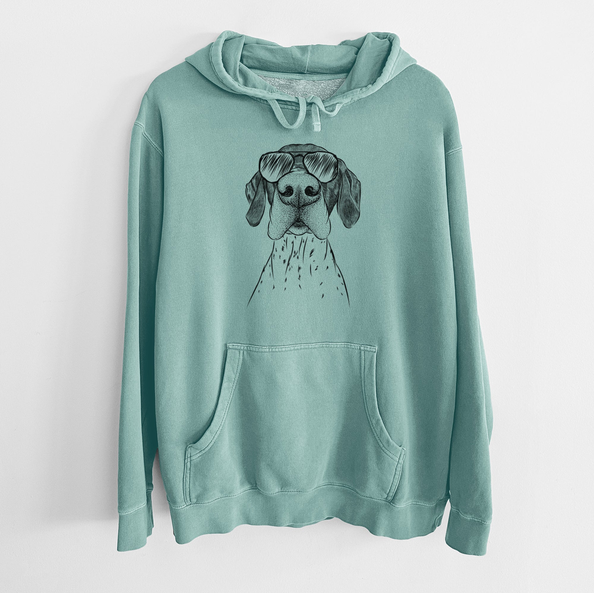 Aviator Booze the German Shorthaired Pointer - Unisex Pigment Dyed Hoodie