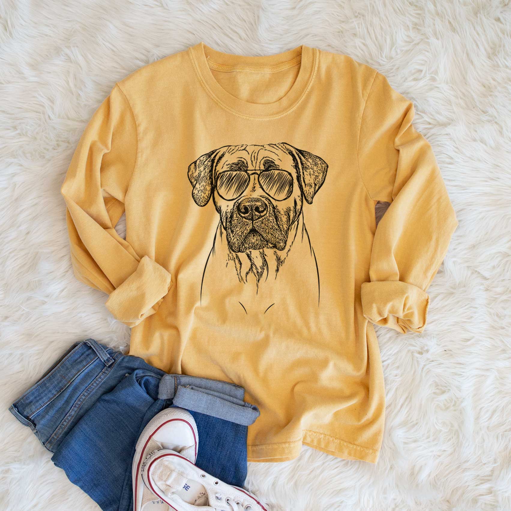 Aviator Boris the Boerboel - Men's Heavyweight 100% Cotton Long Sleeve