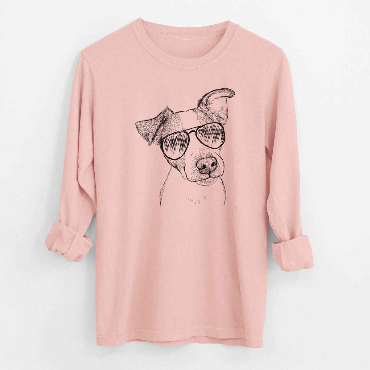 Aviator Bosse the Jack Russell Terrier - Men's Heavyweight 100% Cotton Long Sleeve
