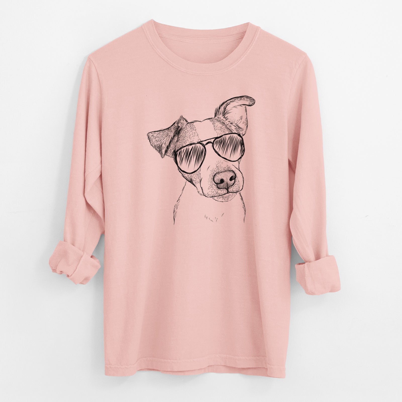 Aviator Bosse the Jack Russell Terrier - Men's Heavyweight 100% Cotton Long Sleeve
