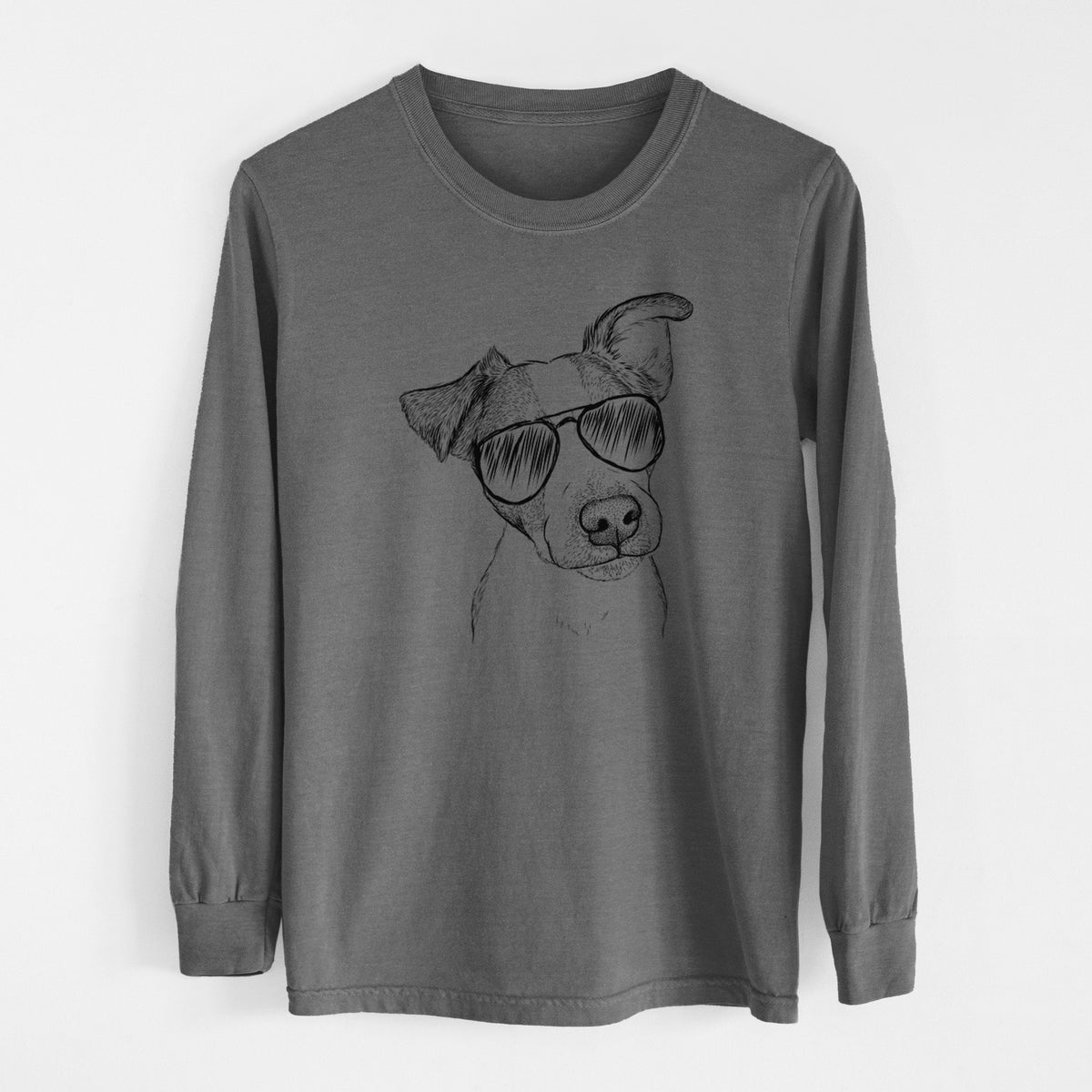Aviator Bosse the Jack Russell Terrier - Men's Heavyweight 100% Cotton Long Sleeve