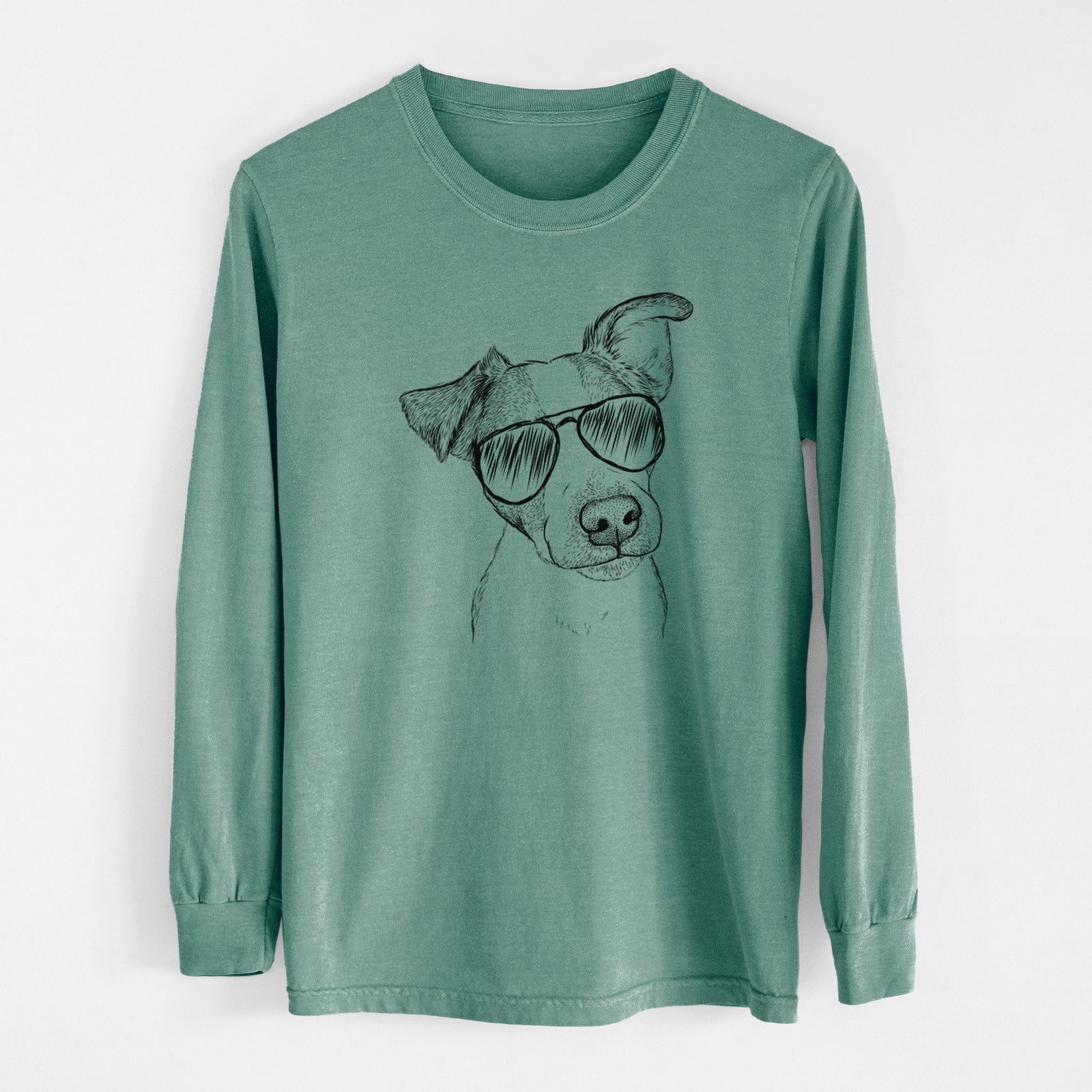 Aviator Bosse the Jack Russell Terrier - Men's Heavyweight 100% Cotton Long Sleeve