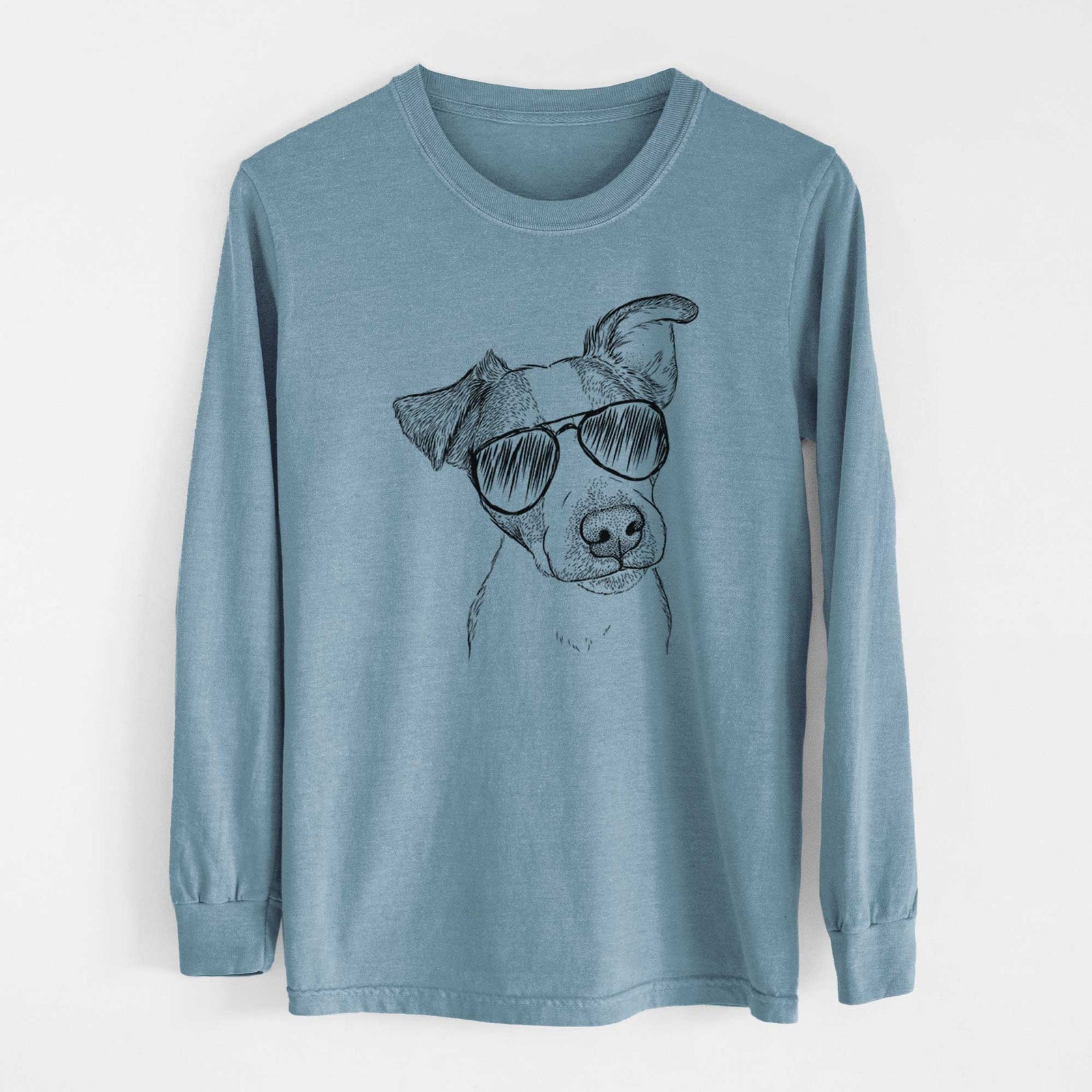 Aviator Bosse the Jack Russell Terrier - Men's Heavyweight 100% Cotton Long Sleeve