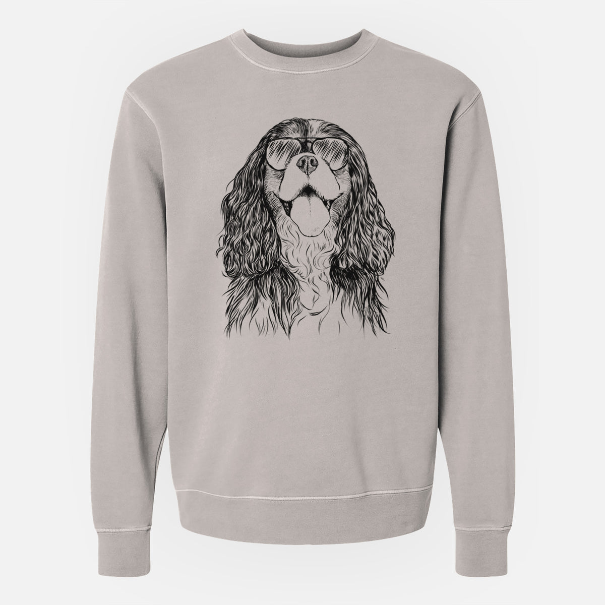 Aviator Brandy the Cavalier King Charles Spaniel - Unisex Pigment Dyed Crew Sweatshirt