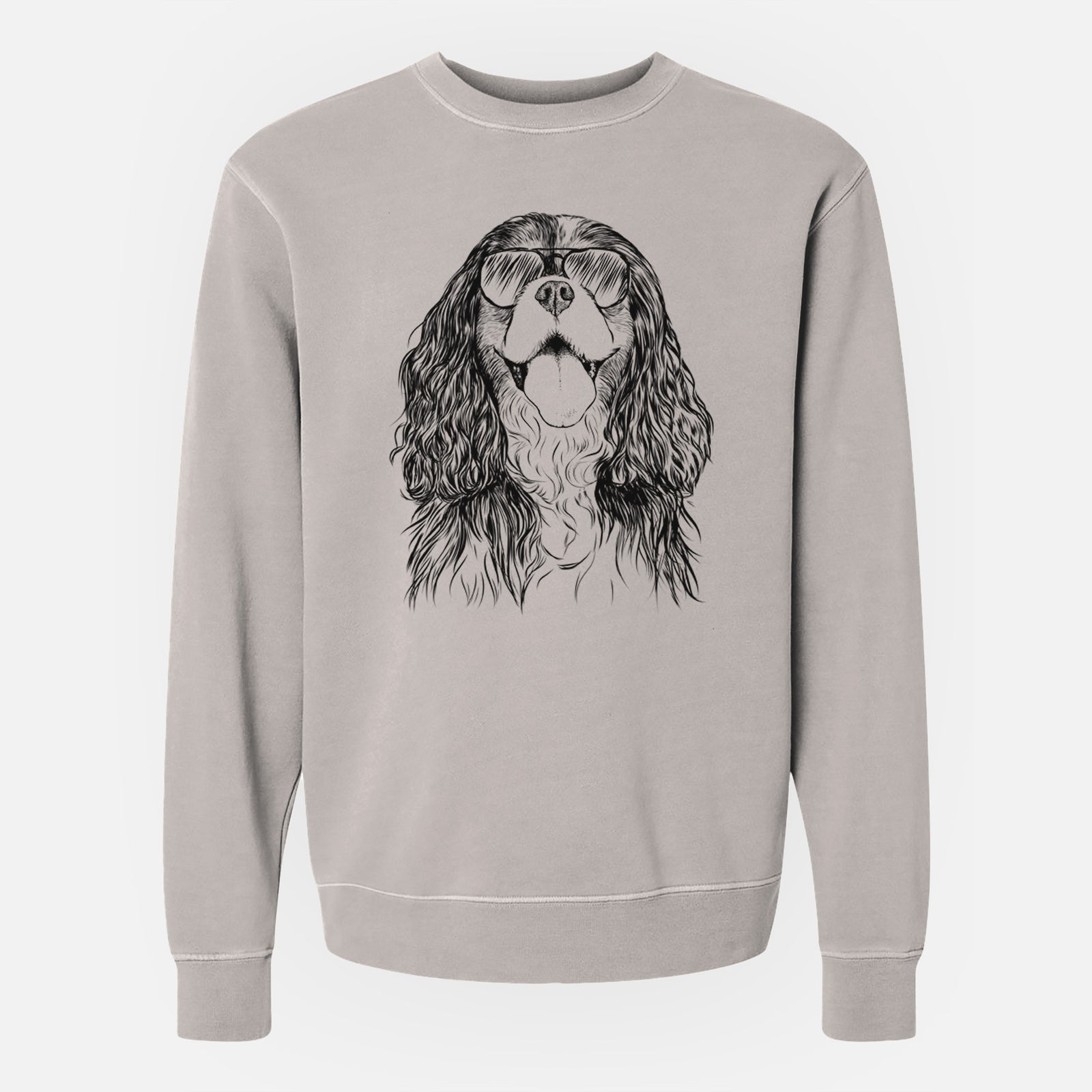 Aviator Brandy the Cavalier King Charles Spaniel - Unisex Pigment Dyed Crew Sweatshirt