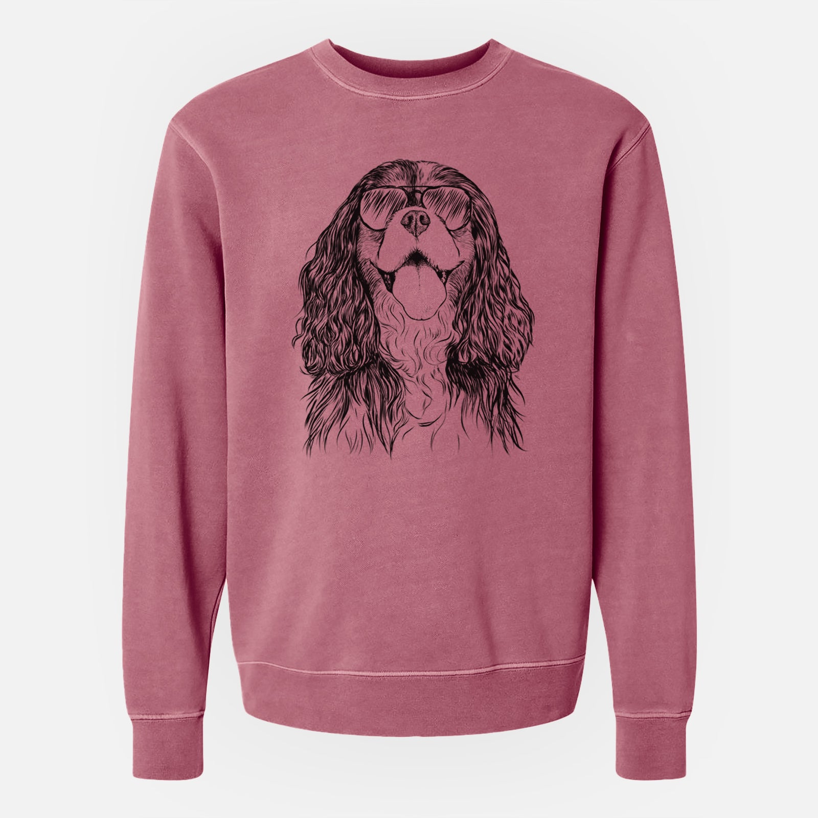 Aviator Brandy the Cavalier King Charles Spaniel - Unisex Pigment Dyed Crew Sweatshirt
