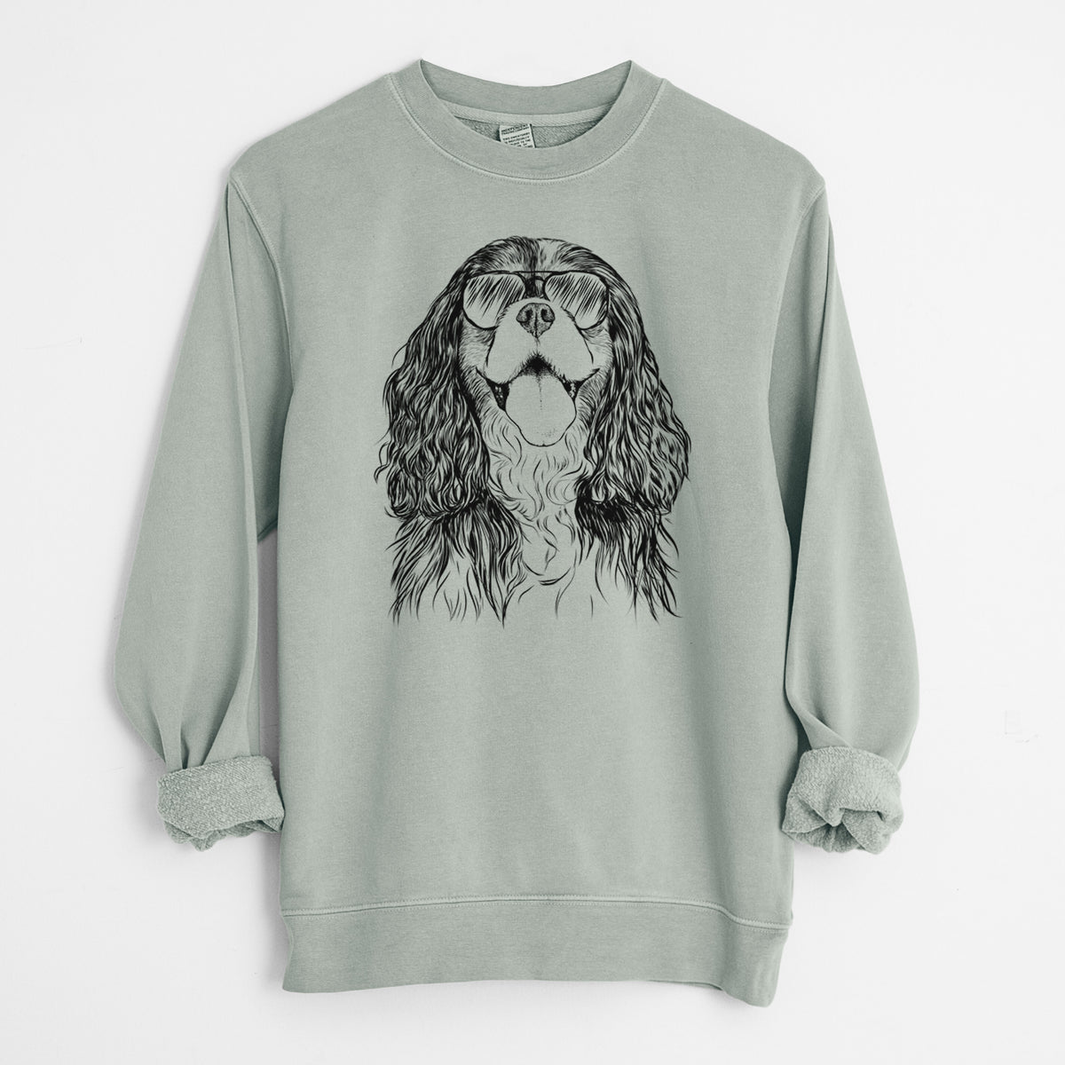 Aviator Brandy the Cavalier King Charles Spaniel - Unisex Pigment Dyed Crew Sweatshirt