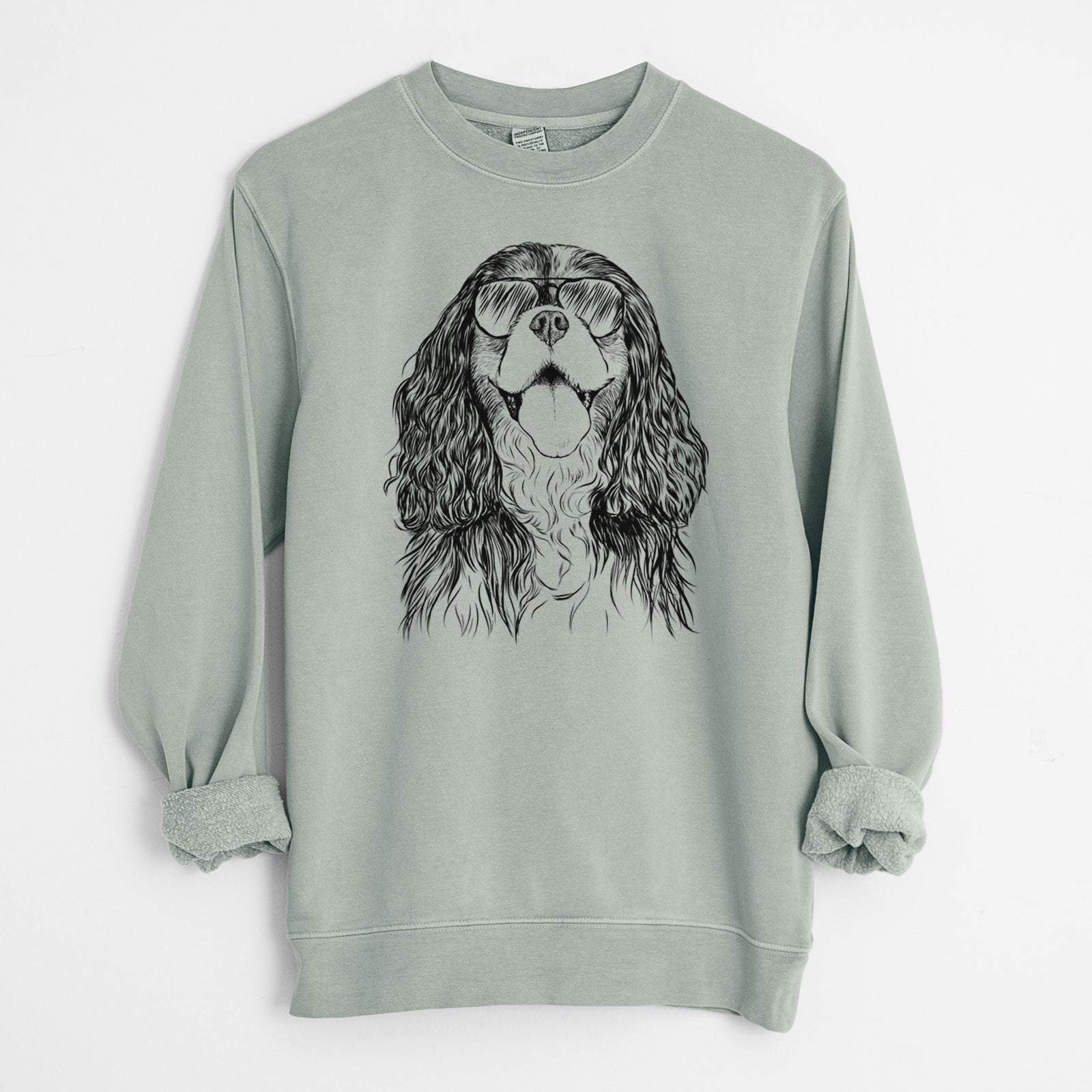 Aviator Brandy the Cavalier King Charles Spaniel - Unisex Pigment Dyed Crew Sweatshirt