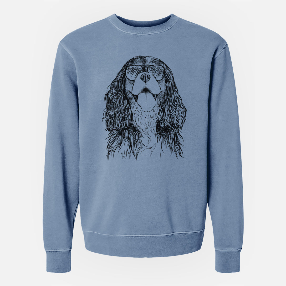 Aviator Brandy the Cavalier King Charles Spaniel - Unisex Pigment Dyed Crew Sweatshirt
