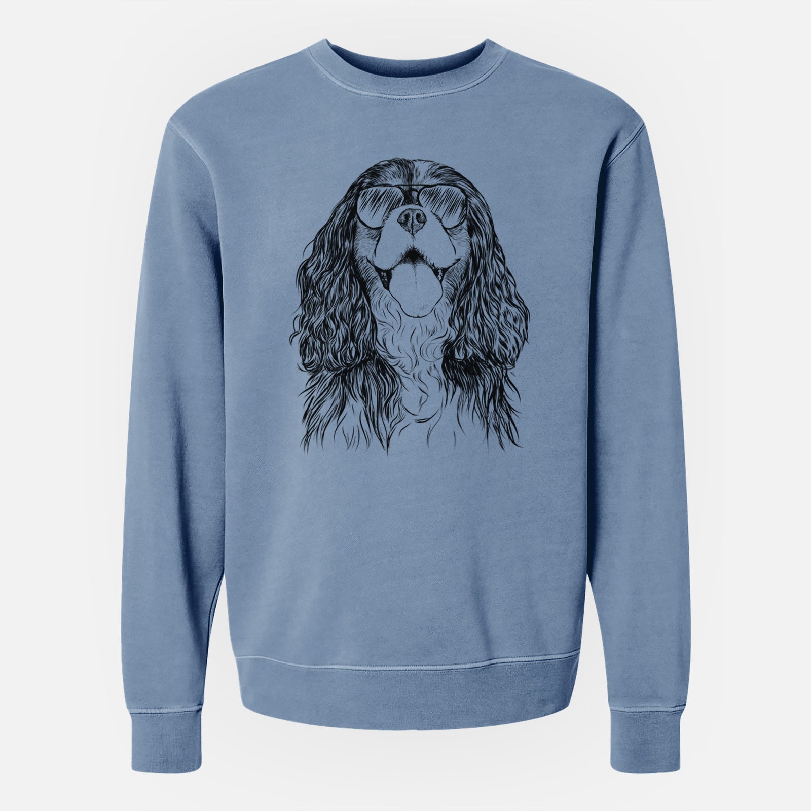 Aviator Brandy the Cavalier King Charles Spaniel - Unisex Pigment Dyed Crew Sweatshirt