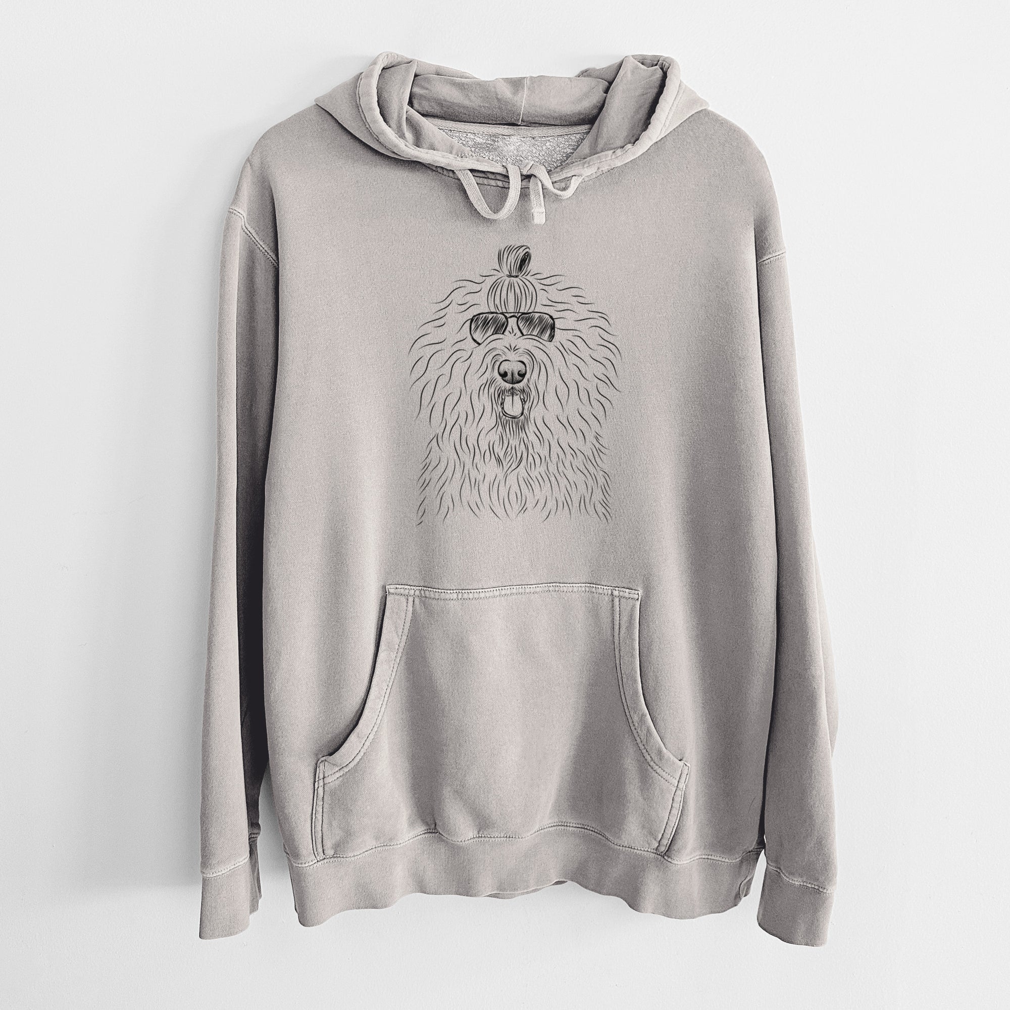 Aviator Brody the Old English Sheepdog - Unisex Pigment Dyed Hoodie