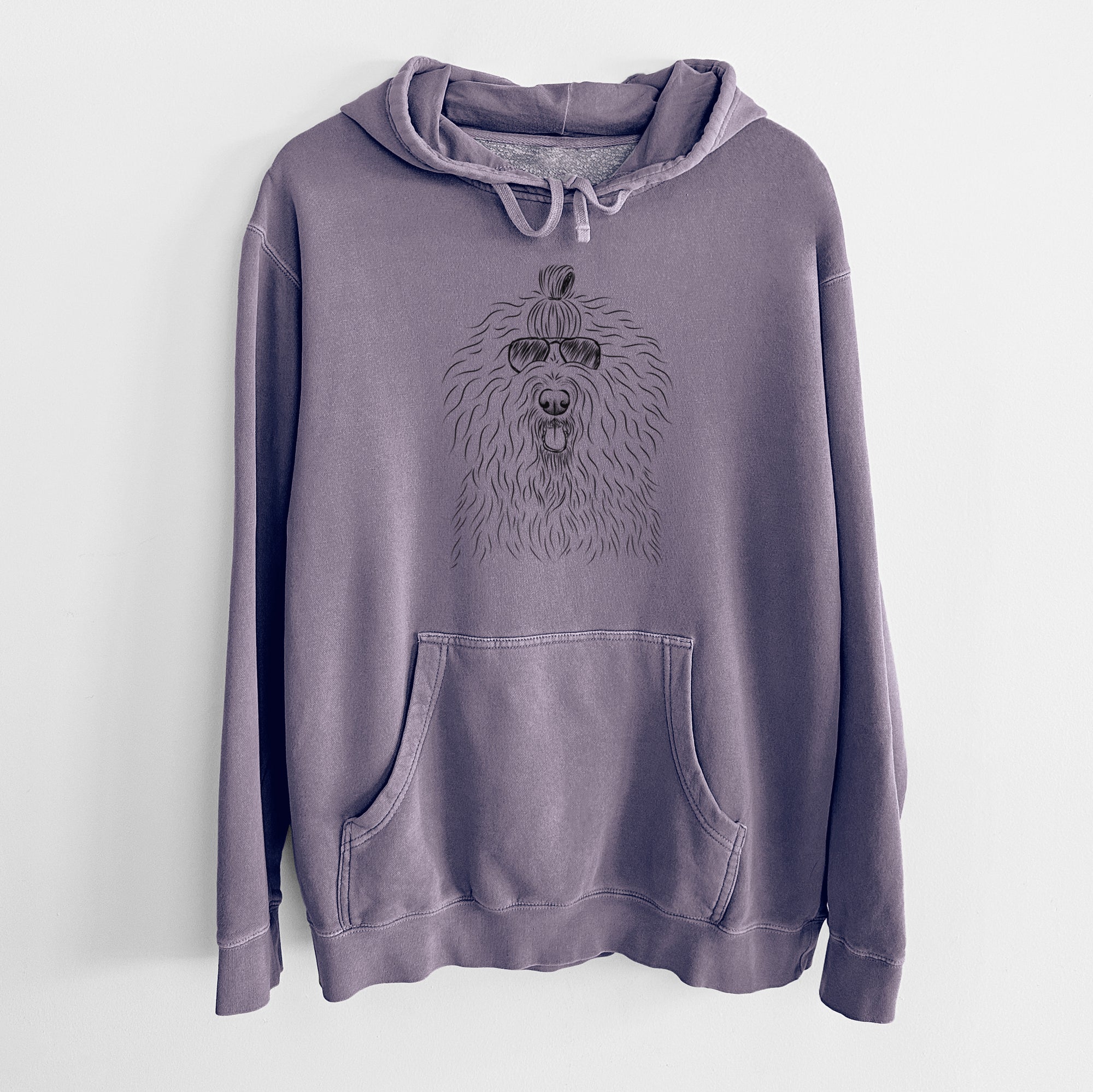 Aviator Brody the Old English Sheepdog - Unisex Pigment Dyed Hoodie