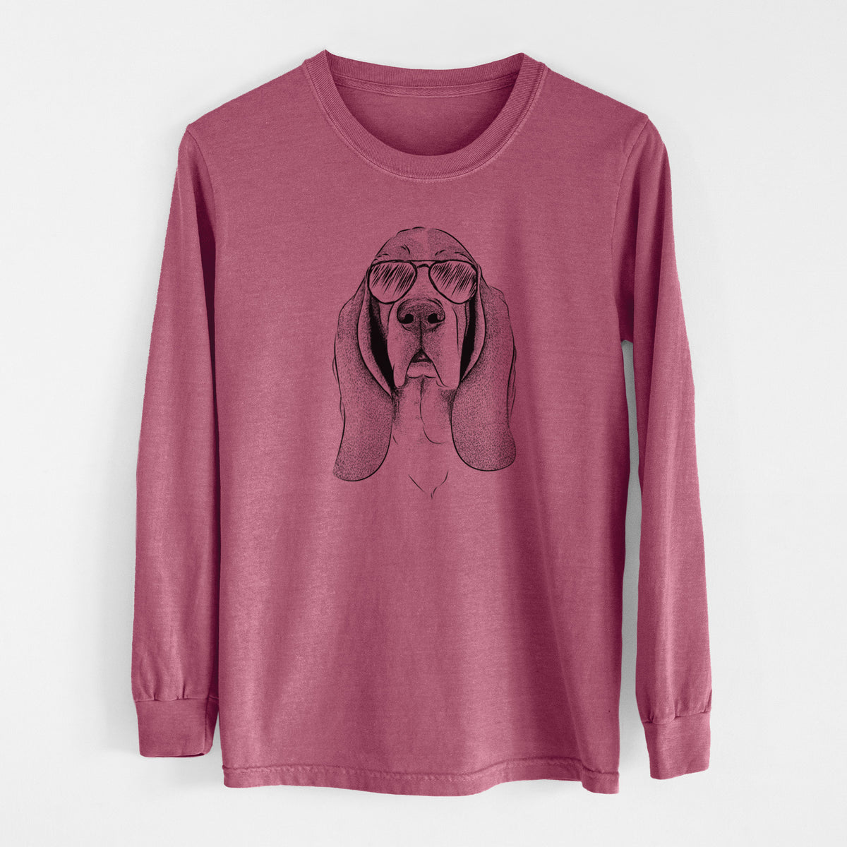 Aviator Buckley the Basset Hound - Men's Heavyweight 100% Cotton Long Sleeve