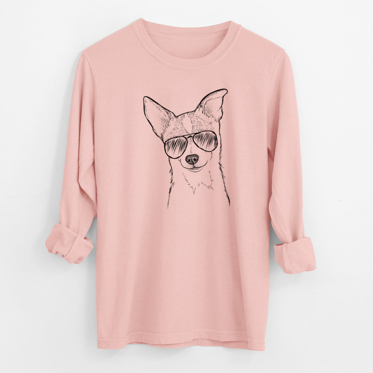 Aviator Buggy the Chihuahua - Men's Heavyweight 100% Cotton Long Sleeve