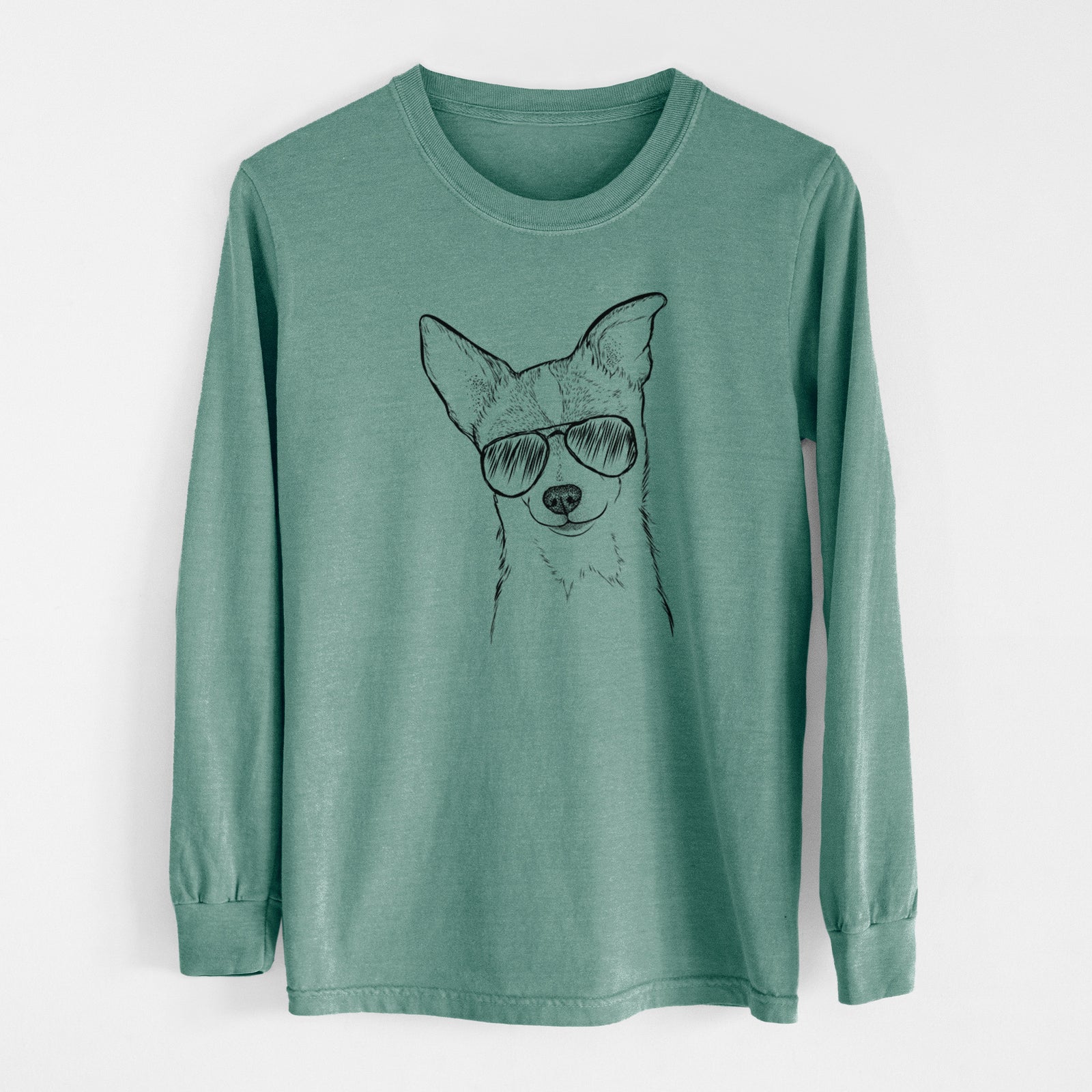 Aviator Buggy the Chihuahua - Men's Heavyweight 100% Cotton Long Sleeve