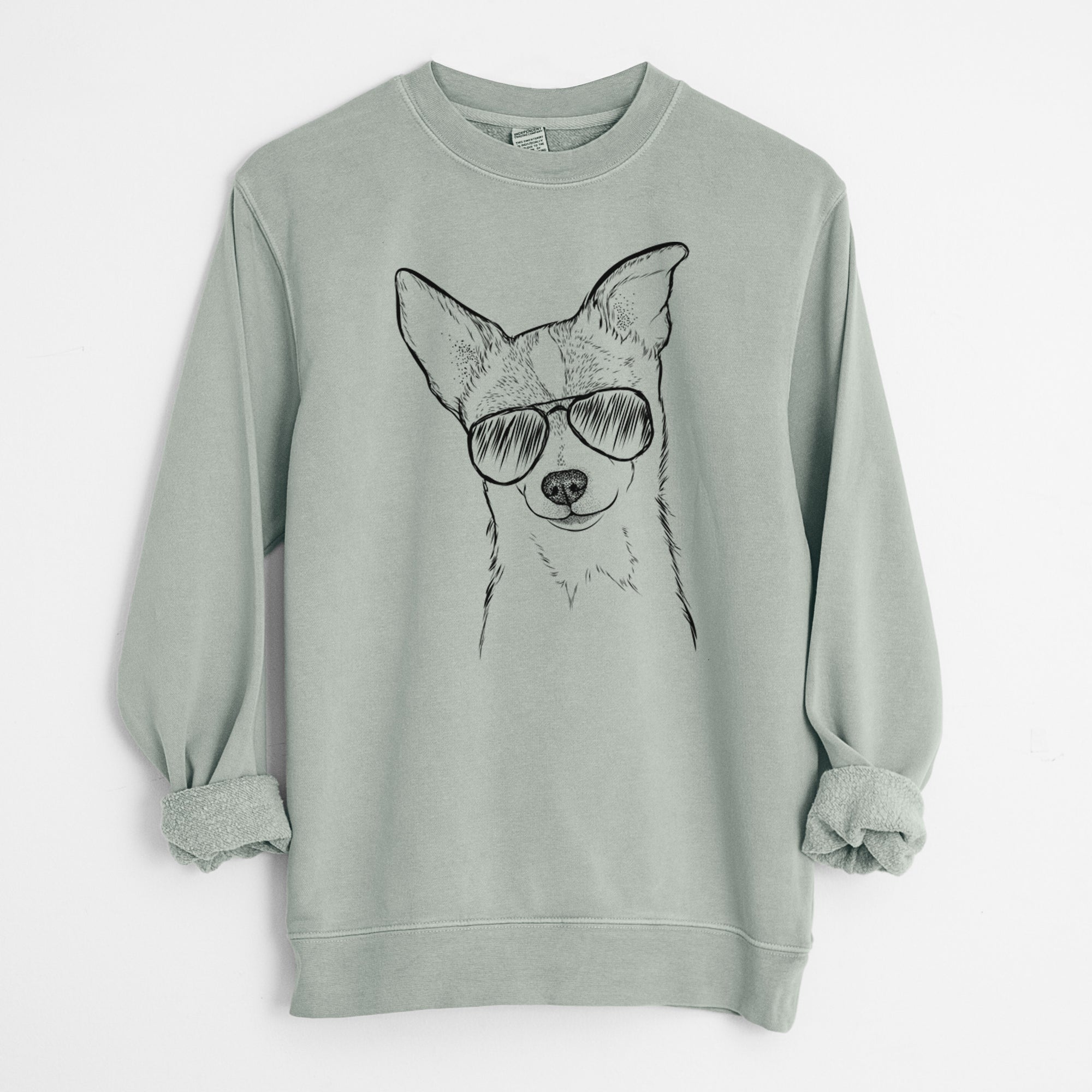 Aviator Buggy the Chihuahua - Unisex Pigment Dyed Crew Sweatshirt