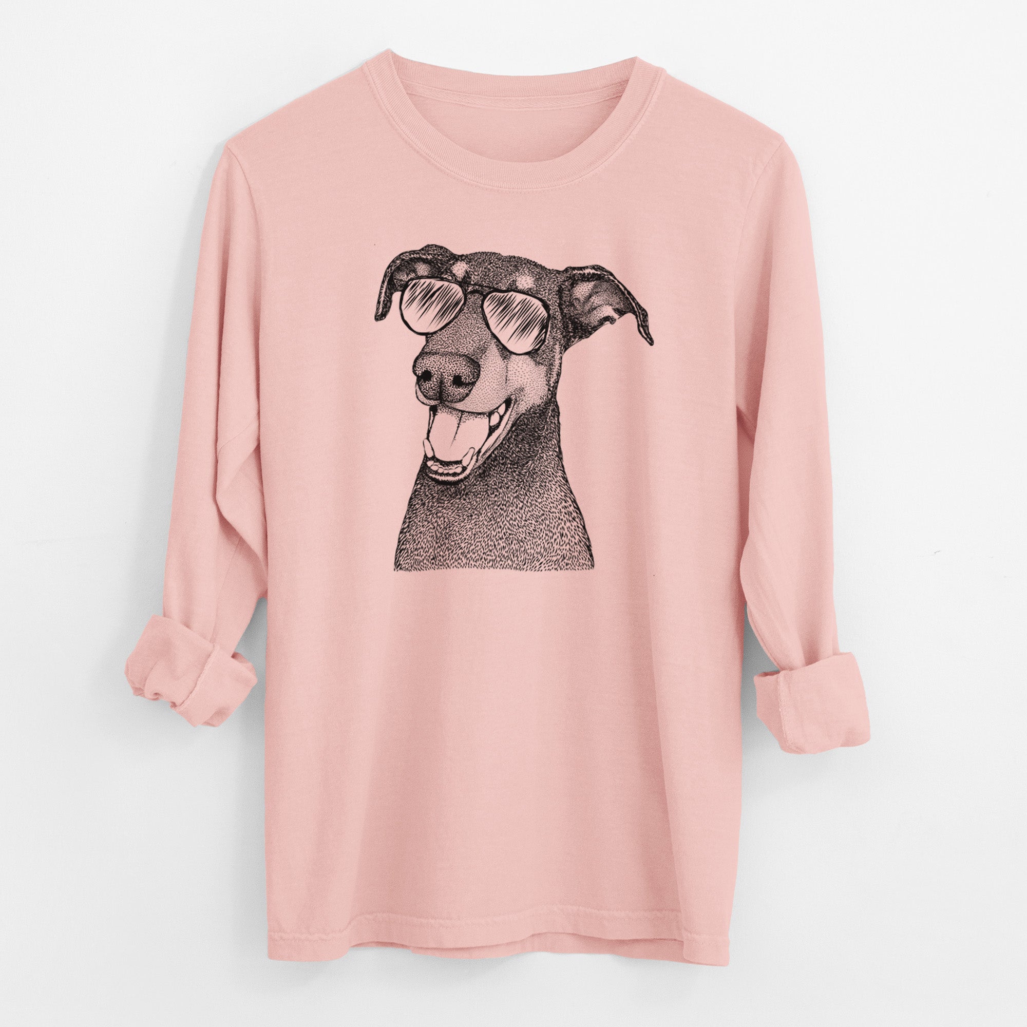 Aviator Bunnie the Doberman Pinscher - Men's Heavyweight 100% Cotton Long Sleeve