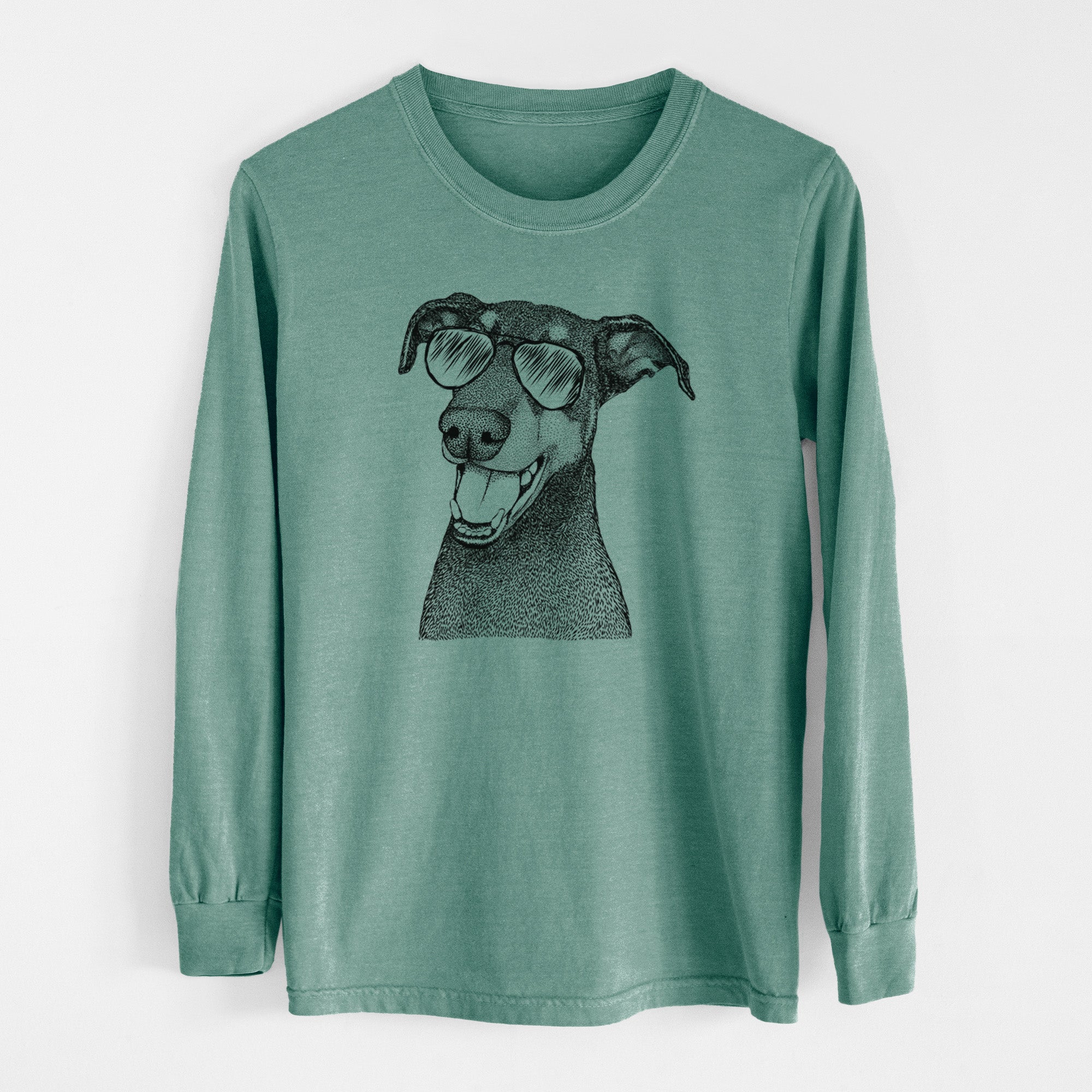 Aviator Bunnie the Doberman Pinscher - Men's Heavyweight 100% Cotton Long Sleeve