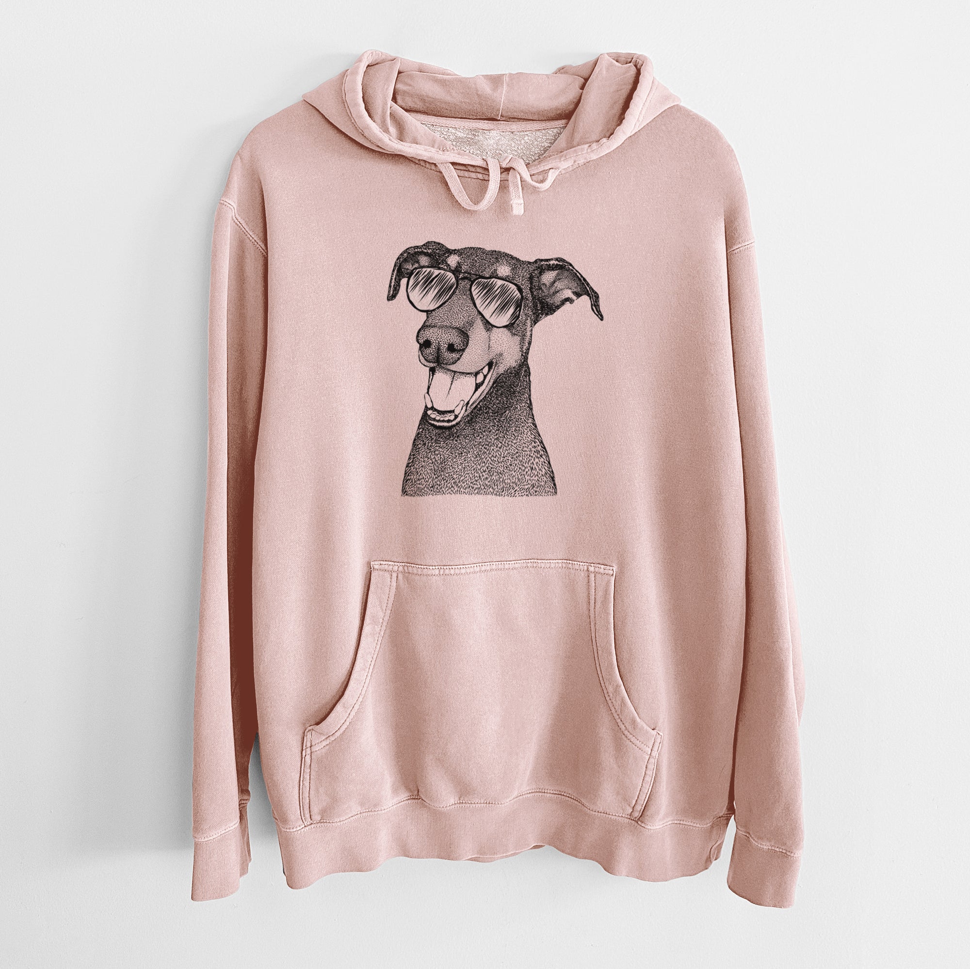 Aviator Bunnie the Doberman Pinscher - Unisex Pigment Dyed Hoodie