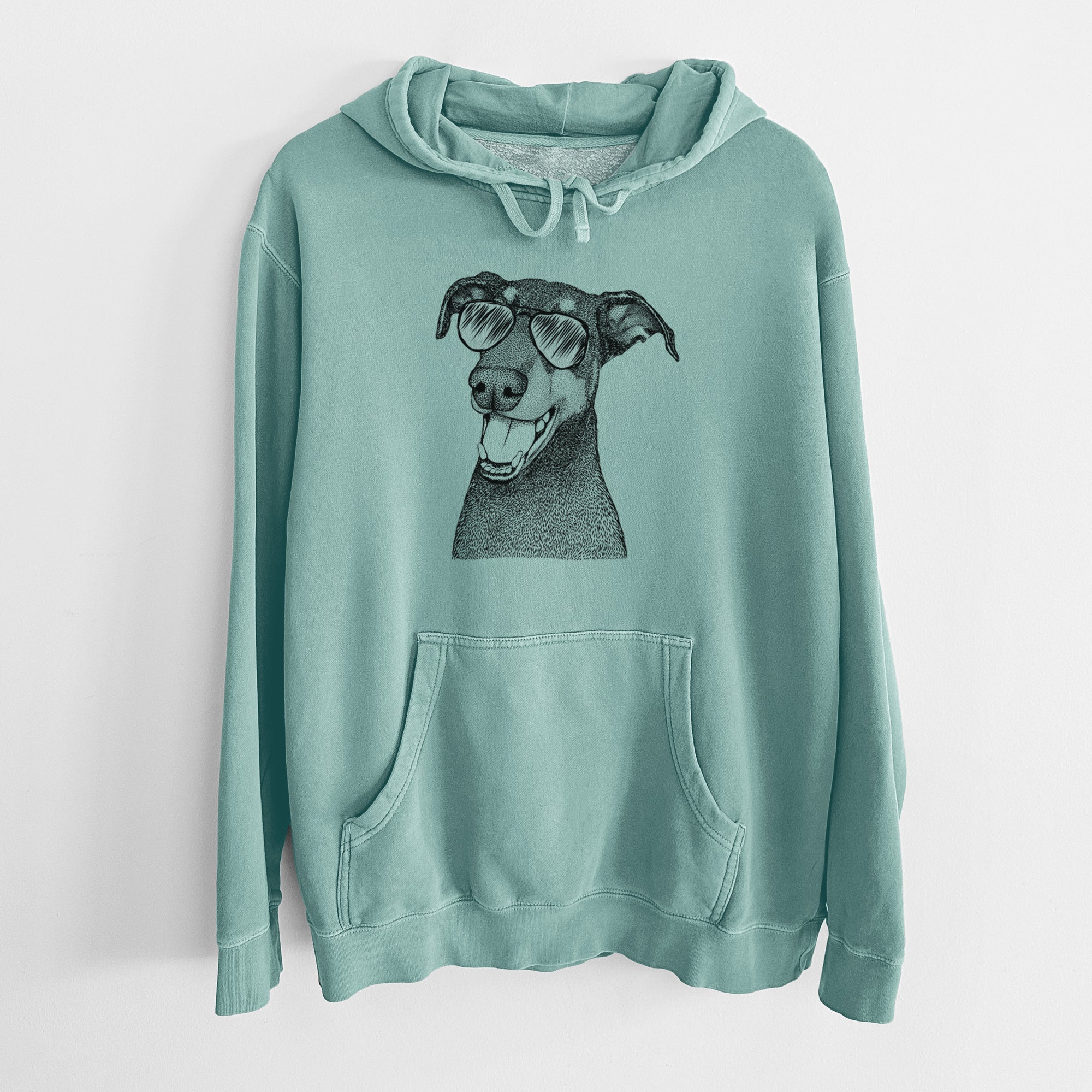 Aviator Bunnie the Doberman Pinscher - Unisex Pigment Dyed Hoodie