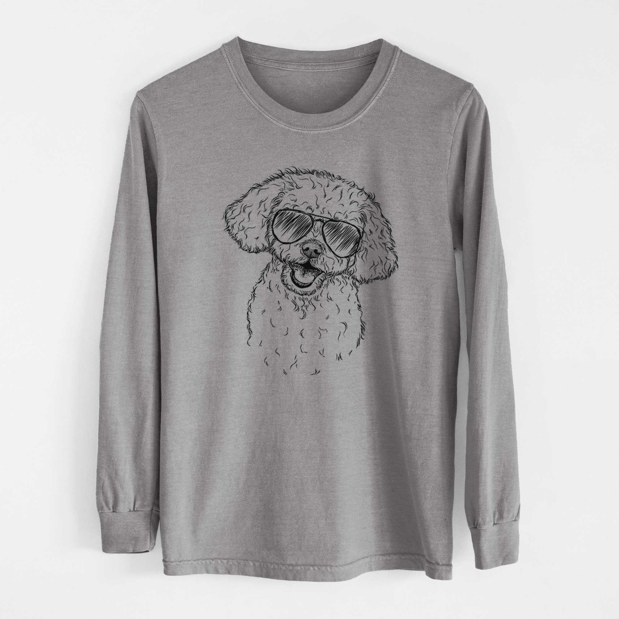 Aviator Caesar the Bichon Frise - Men's Heavyweight 100% Cotton Long Sleeve