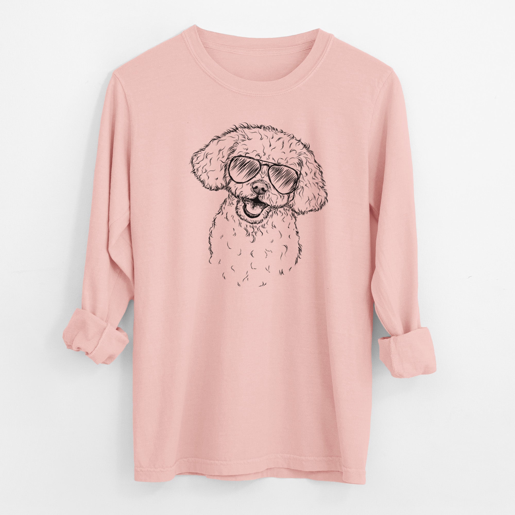 Aviator Caesar the Bichon Frise - Men's Heavyweight 100% Cotton Long Sleeve