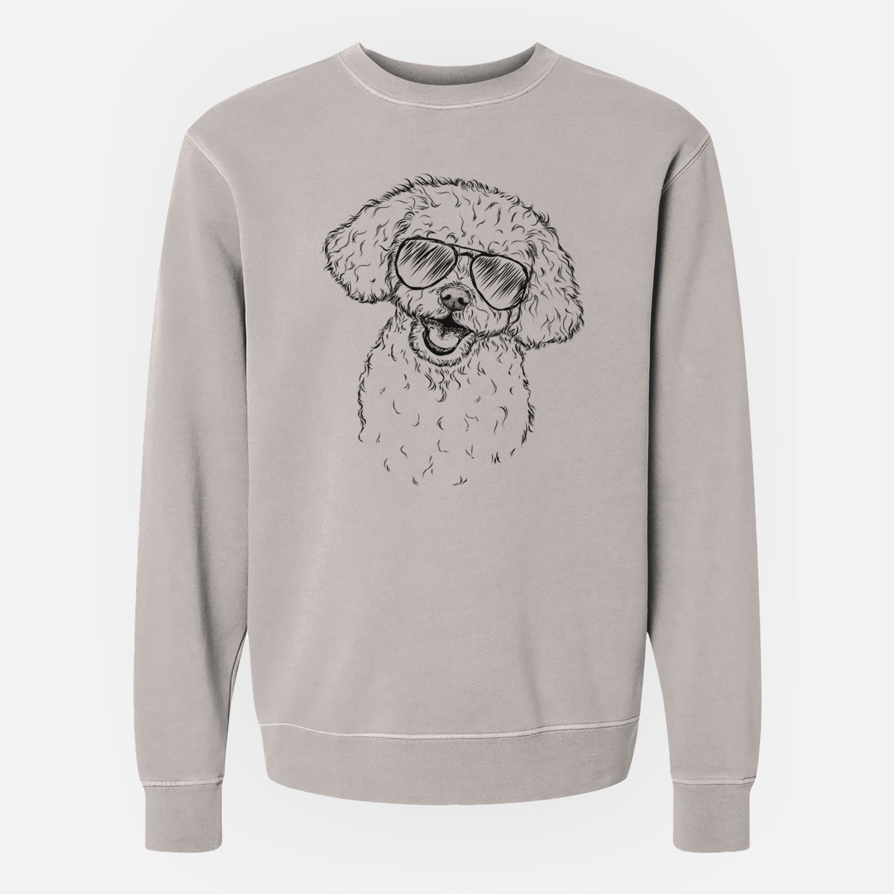 Aviator Caesar the Bichon Frise - Unisex Pigment Dyed Crew Sweatshirt