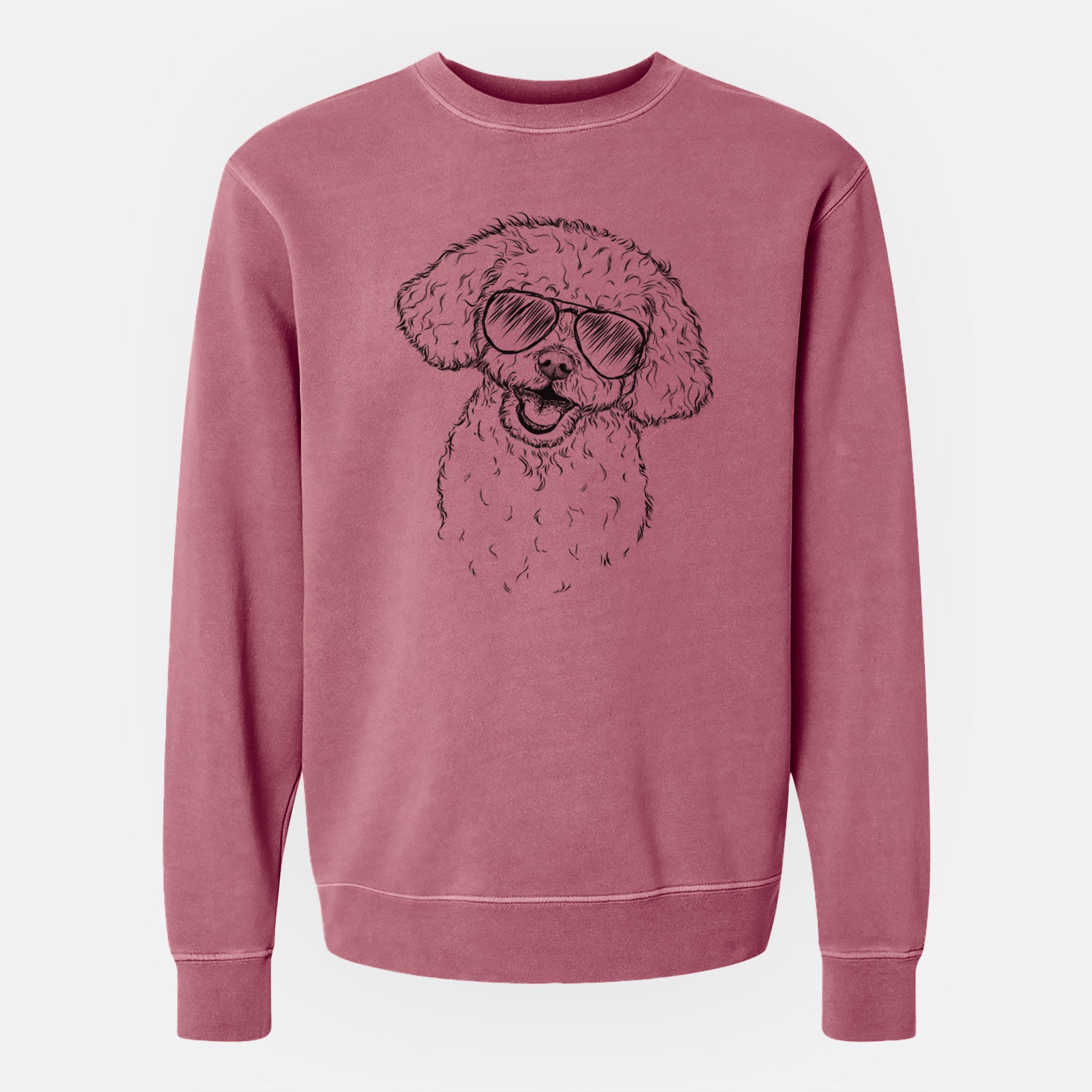 Aviator Caesar the Bichon Frise - Unisex Pigment Dyed Crew Sweatshirt