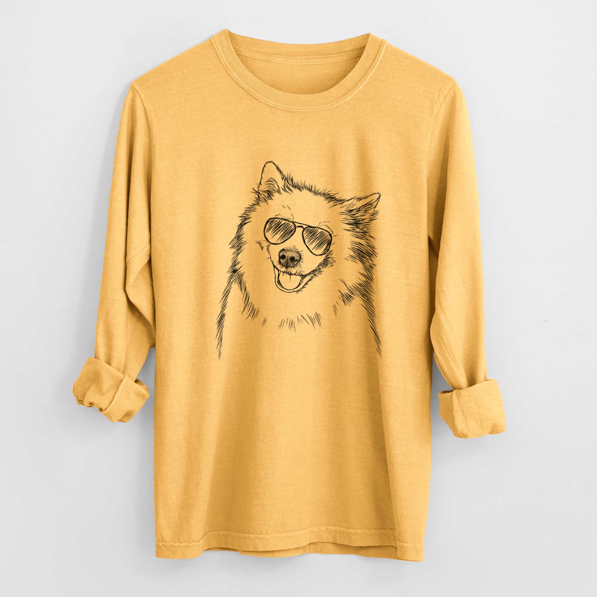 Aviator Caico the Samoyed - Men's Heavyweight 100% Cotton Long Sleeve