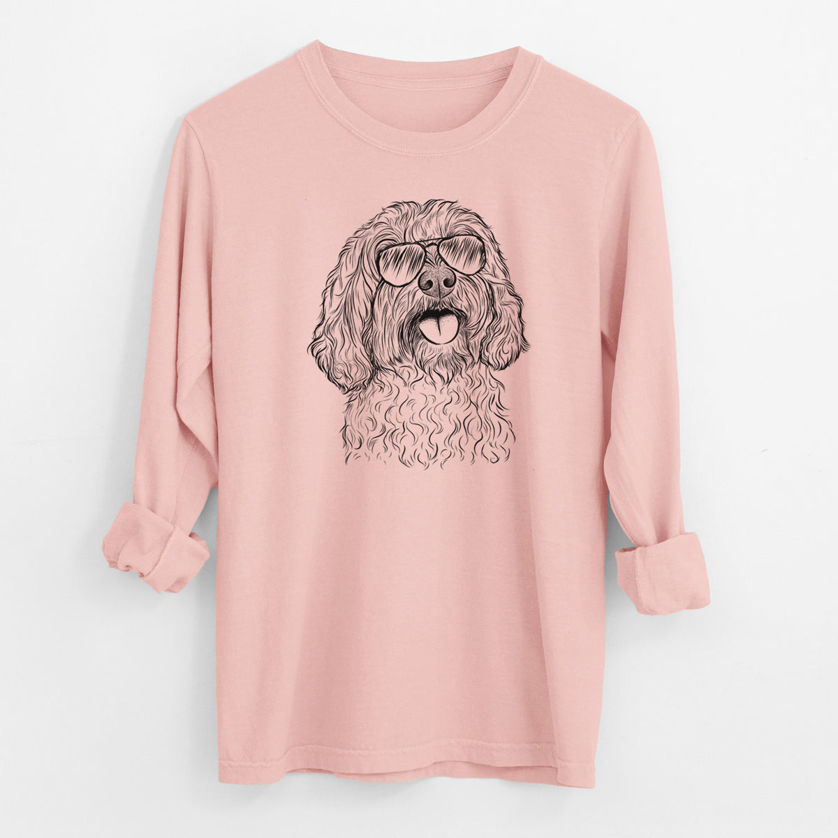 Aviator Cali the Cavapoo - Men's Heavyweight 100% Cotton Long Sleeve